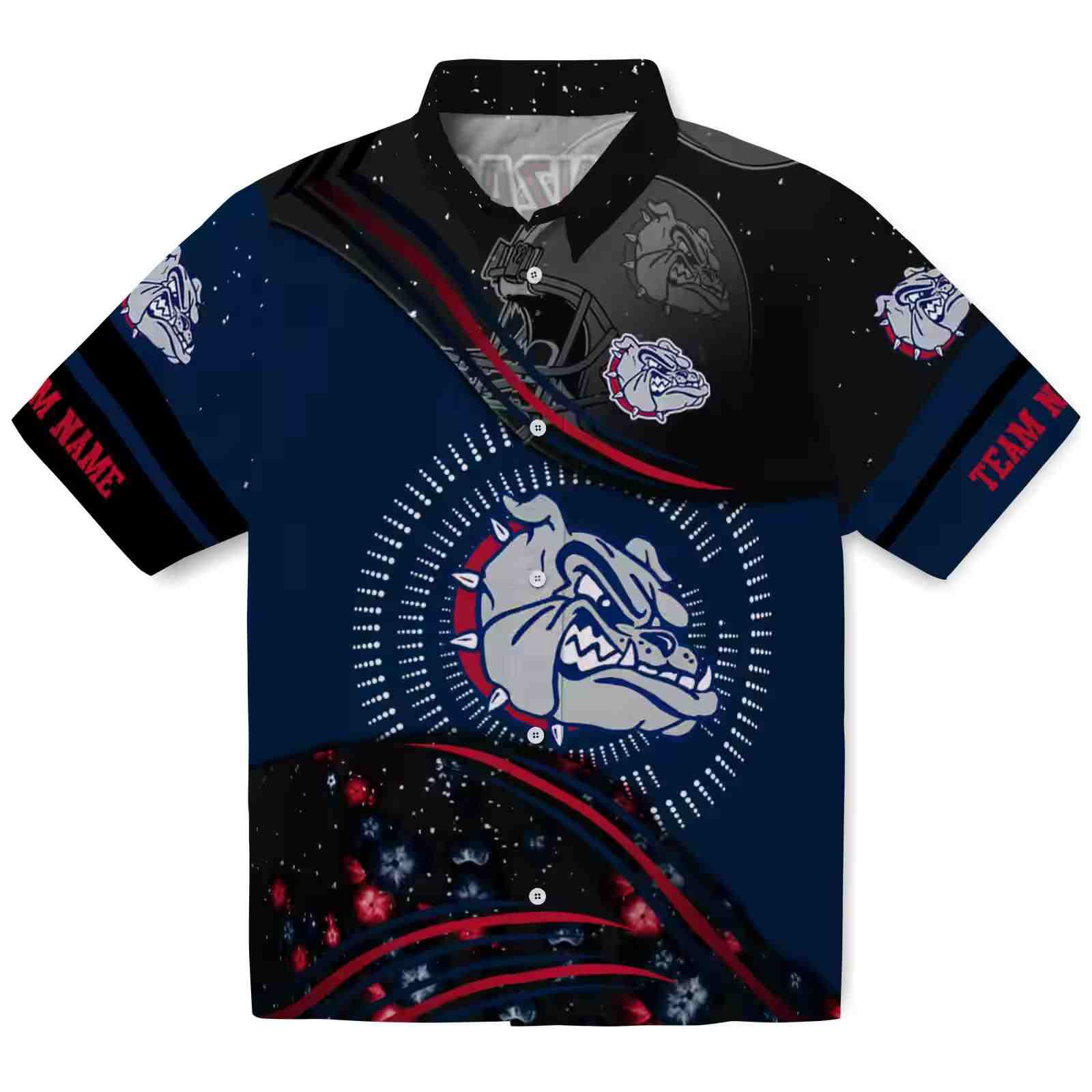 Gonzaga Bulldogs Football Wave Blue Black Hawaiian Shirt