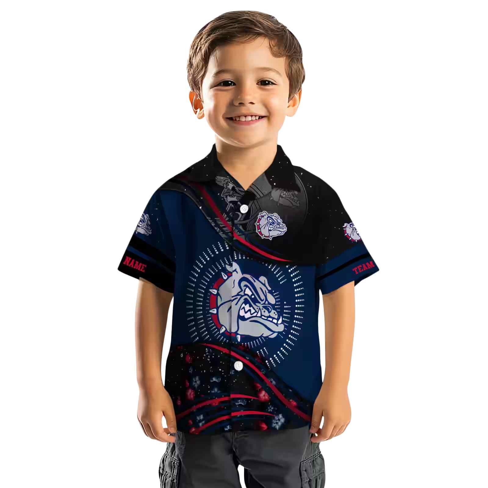 gonzaga bulldogs football wave blue black hawaiian shirt top rated