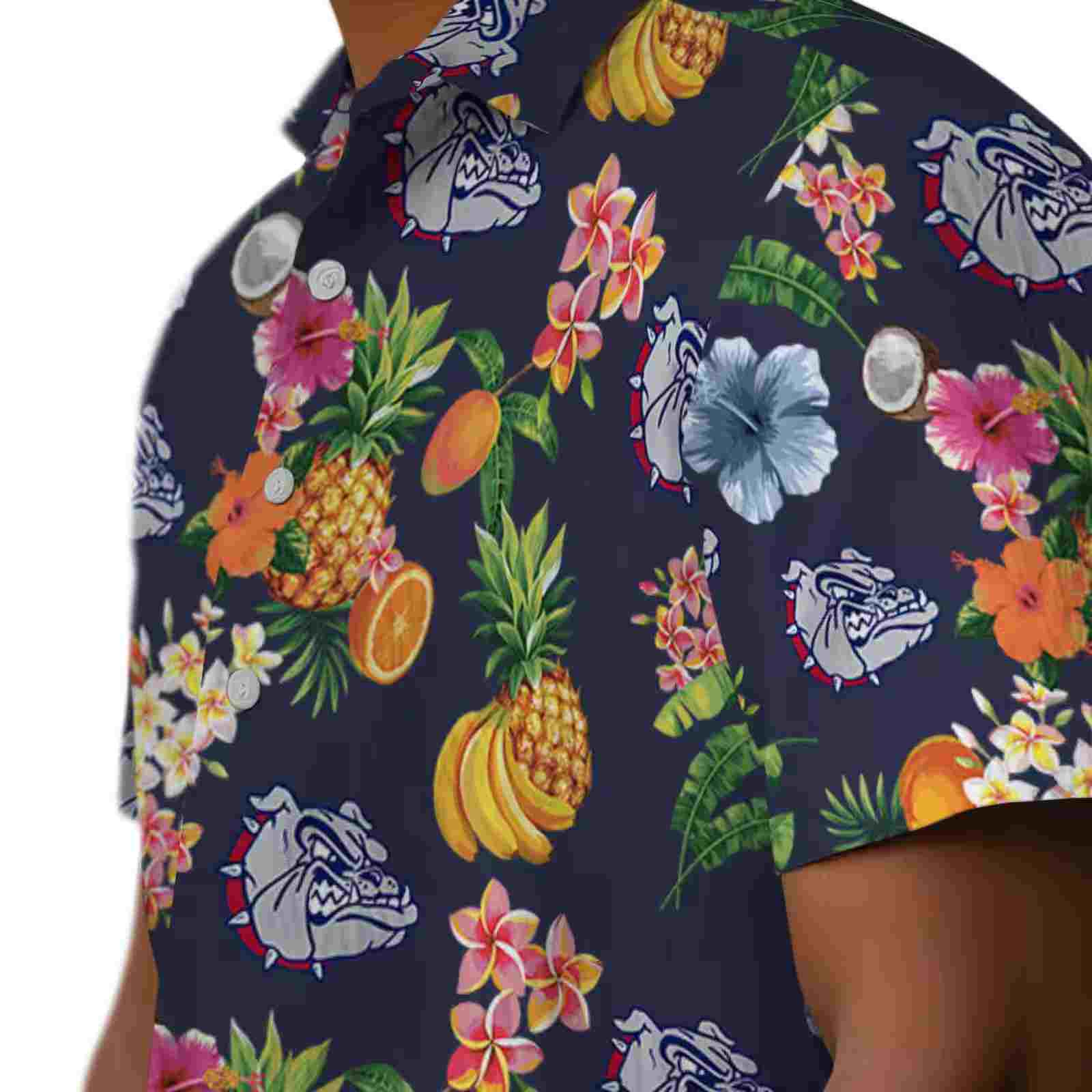 gonzaga bulldogs hibiscus and fruit navy blue hawaiian shirt trendy