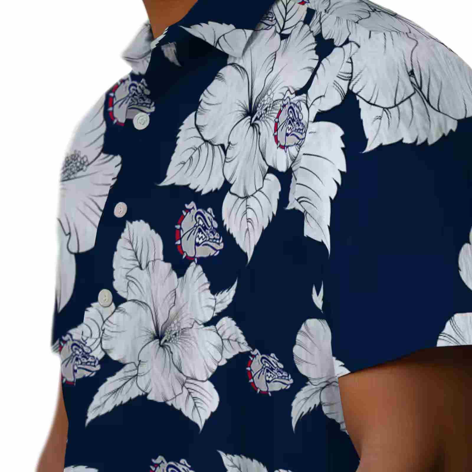 gonzaga bulldogs hibiscus blooms blue white hawaiian shirt trendy