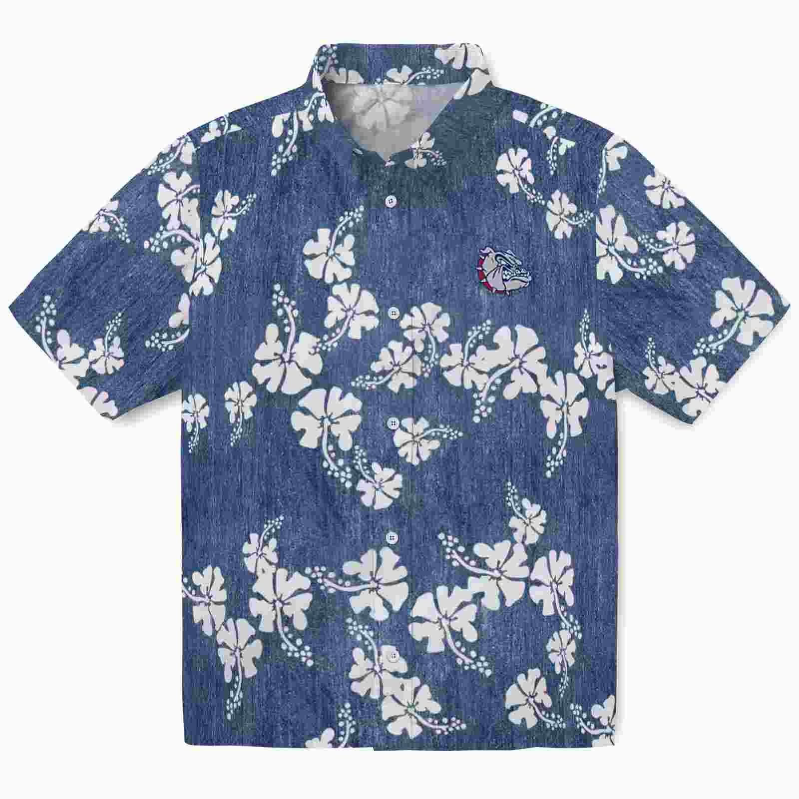 Gonzaga Bulldogs Hibiscus Clusters Blue Hawaiian Shirt