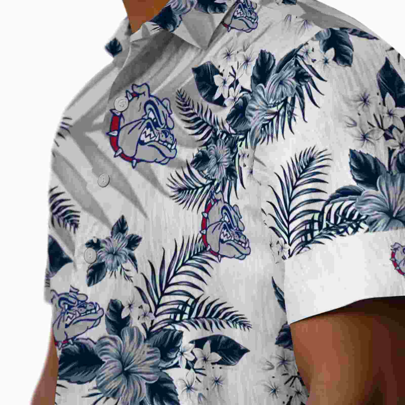 gonzaga bulldogs hibiscus palm leaves blue white hawaiian shirt trendy