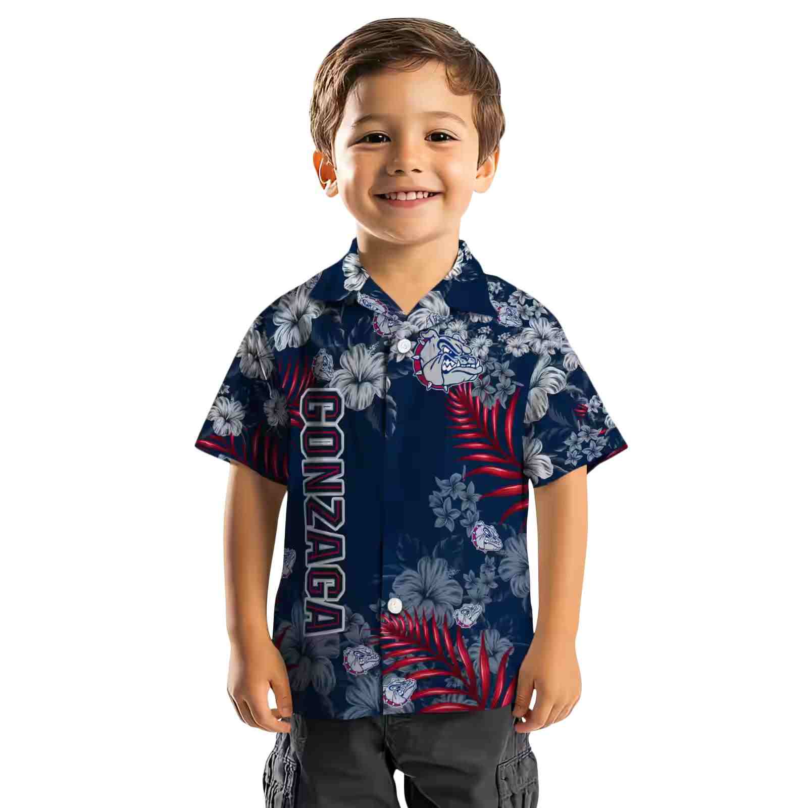 gonzaga bulldogs hibiscus print blue hawaiian shirt top rated