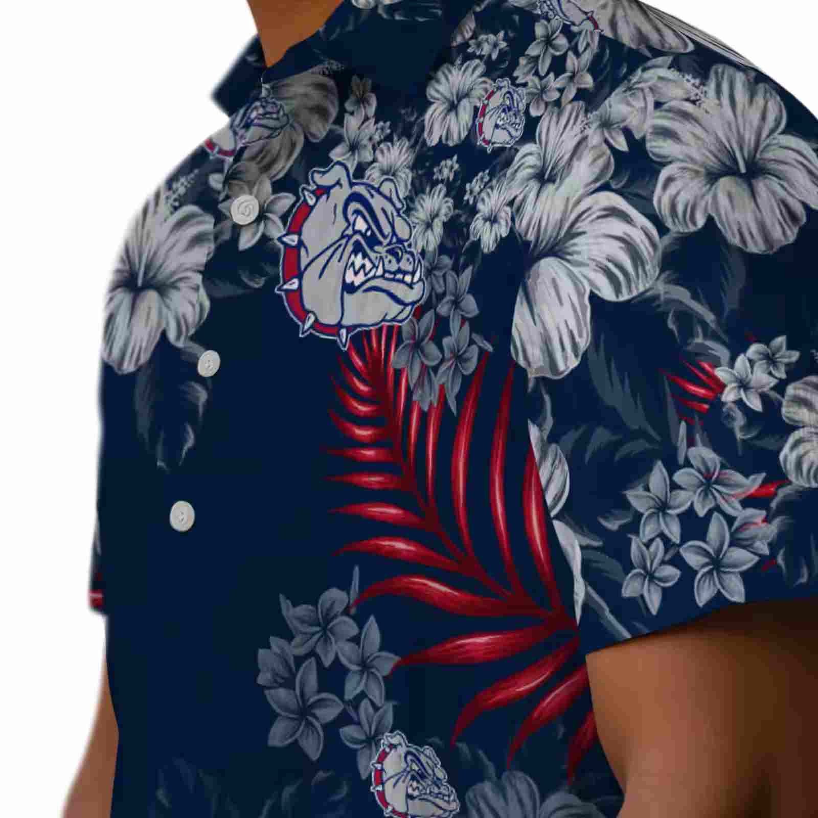 gonzaga bulldogs hibiscus print blue hawaiian shirt trendy