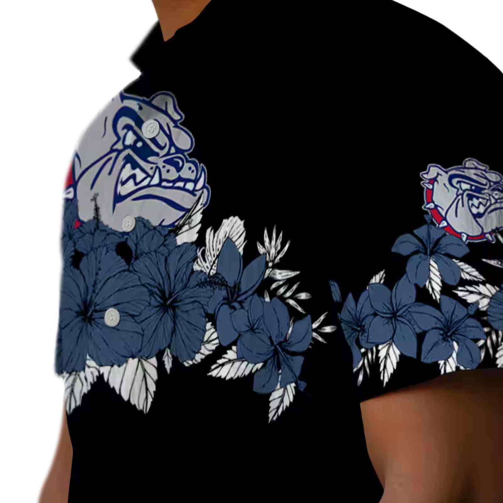 gonzaga bulldogs hibiscus stripe blue black hawaiian shirt trendy