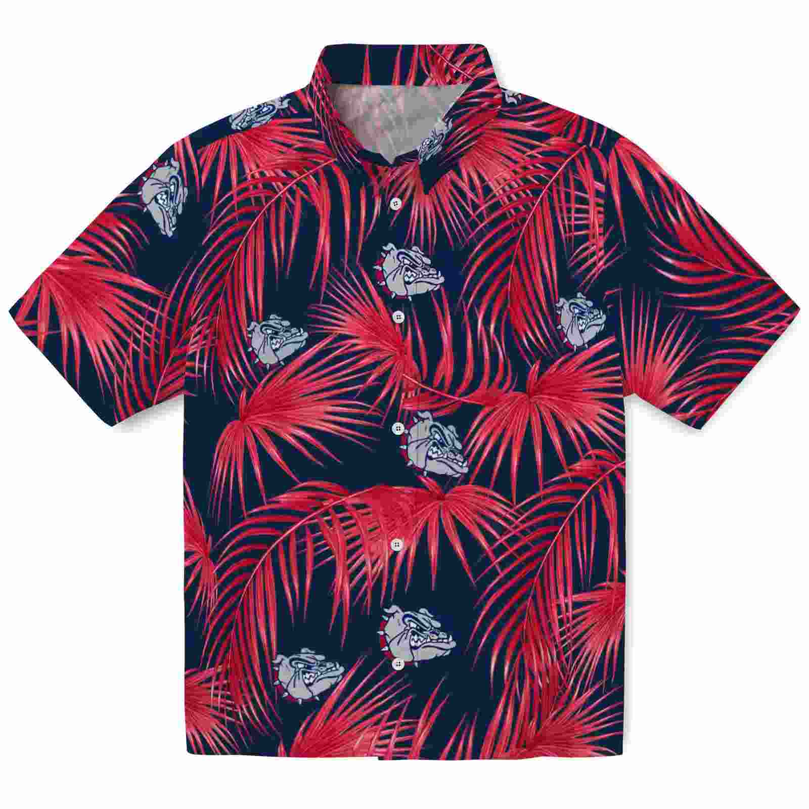 Gonzaga Bulldogs Leafy Palms Blue Hawaiian Shirt