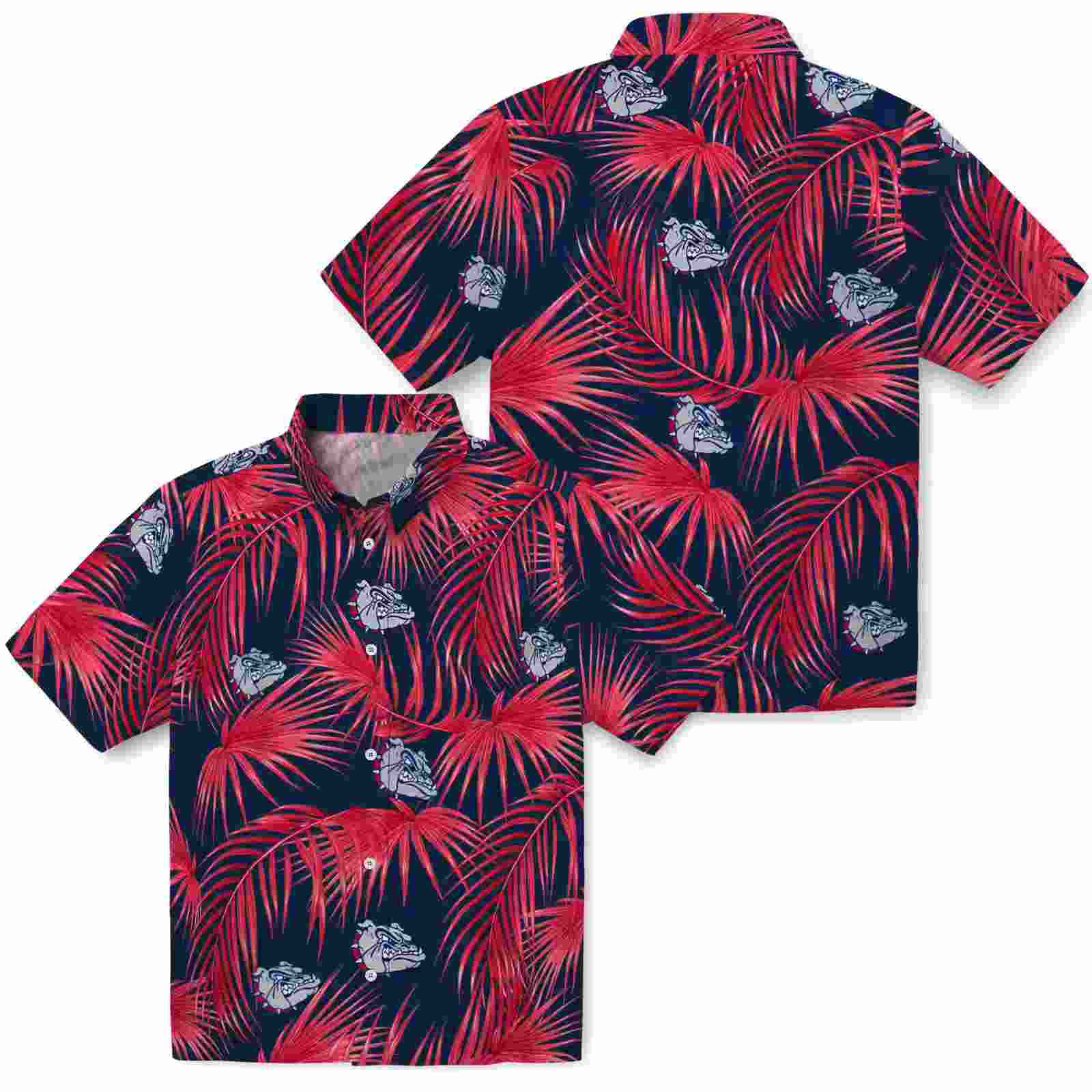 gonzaga bulldogs leafy palms blue hawaiian shirt high quality