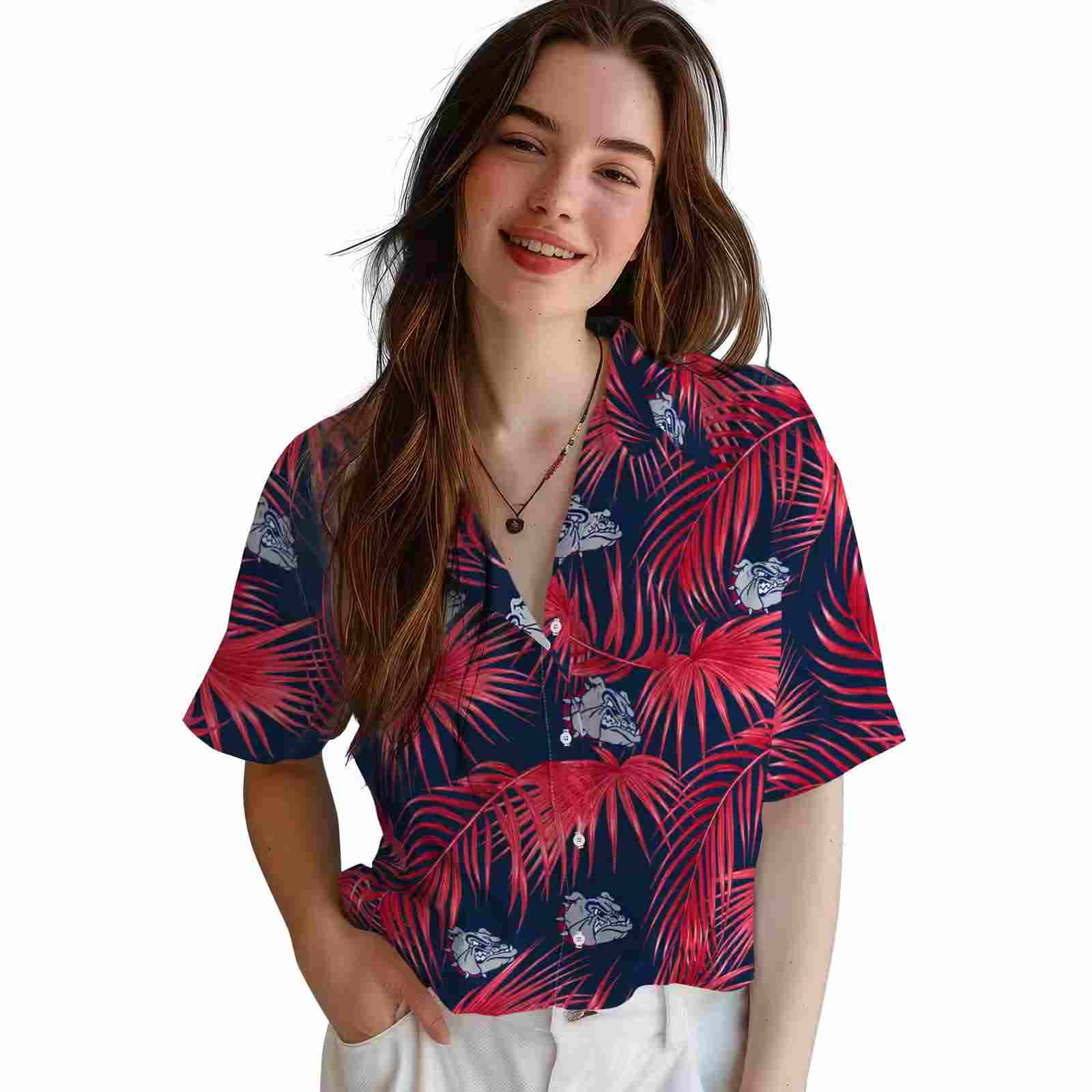 gonzaga bulldogs leafy palms blue hawaiian shirt latest model