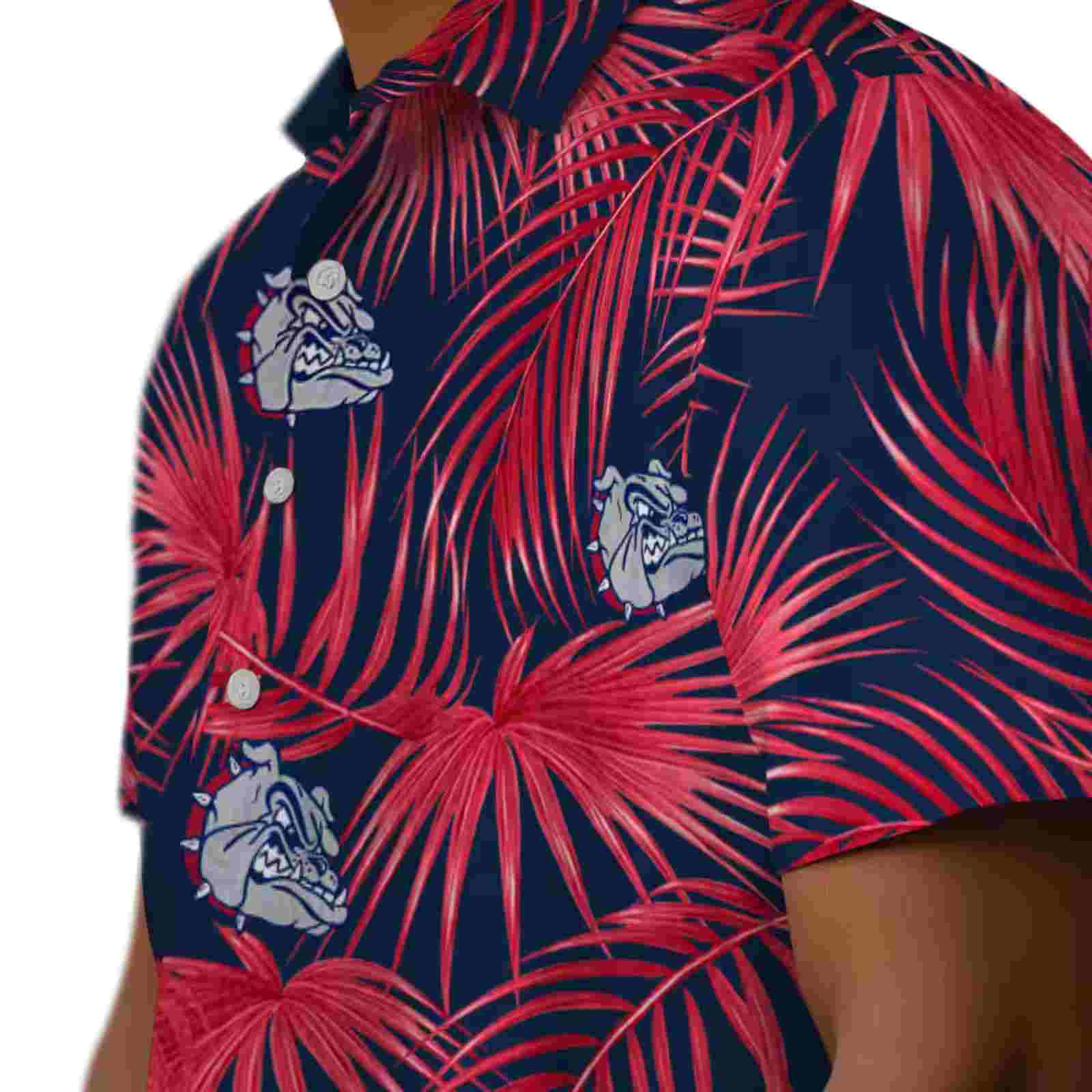 gonzaga bulldogs leafy palms blue hawaiian shirt trendy