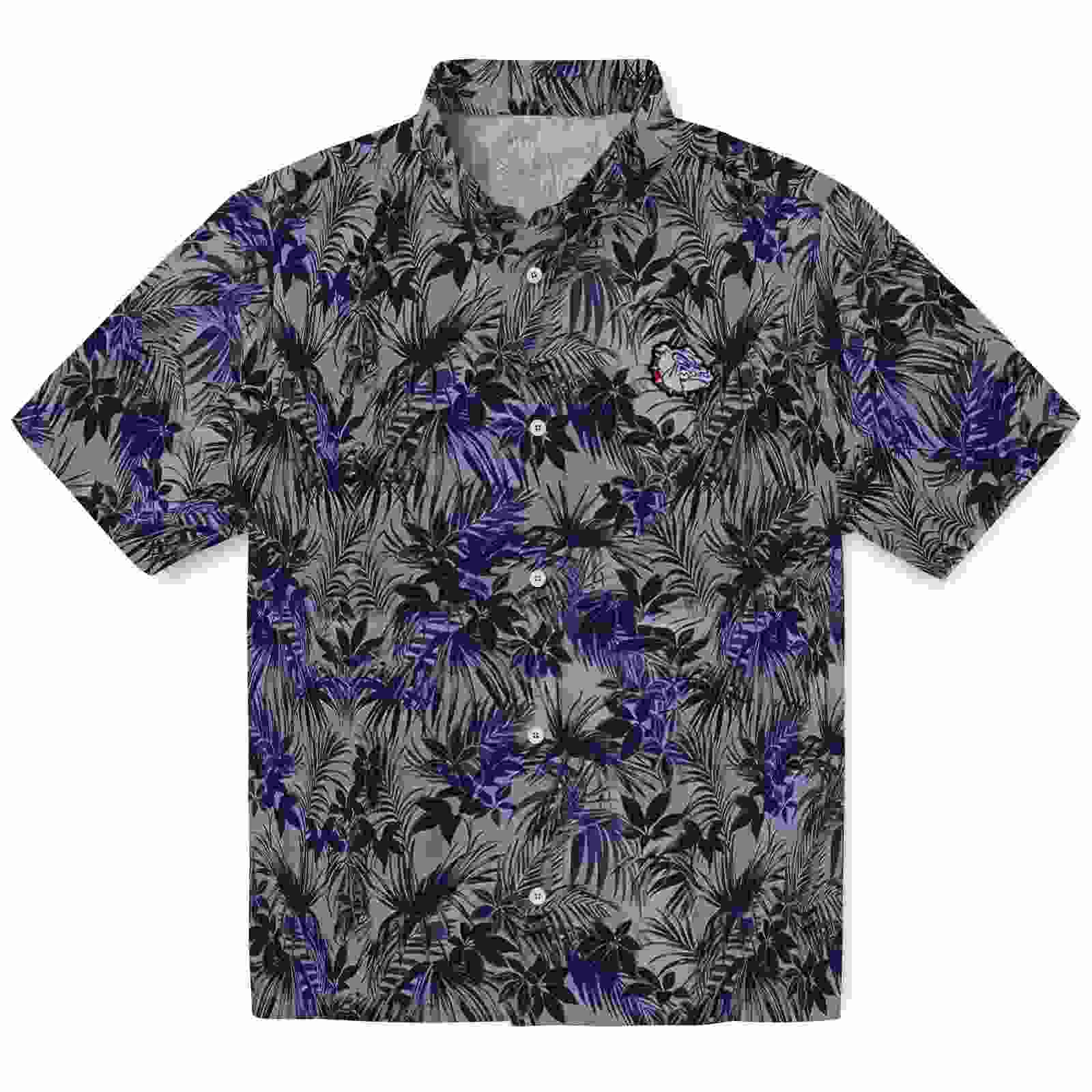 Gonzaga Bulldogs Leafy Pattern Blue Hawaiian Shirt