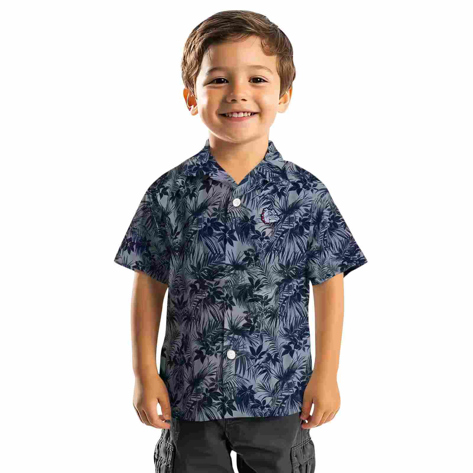 gonzaga bulldogs leafy pattern blue hawaiian shirt top rated