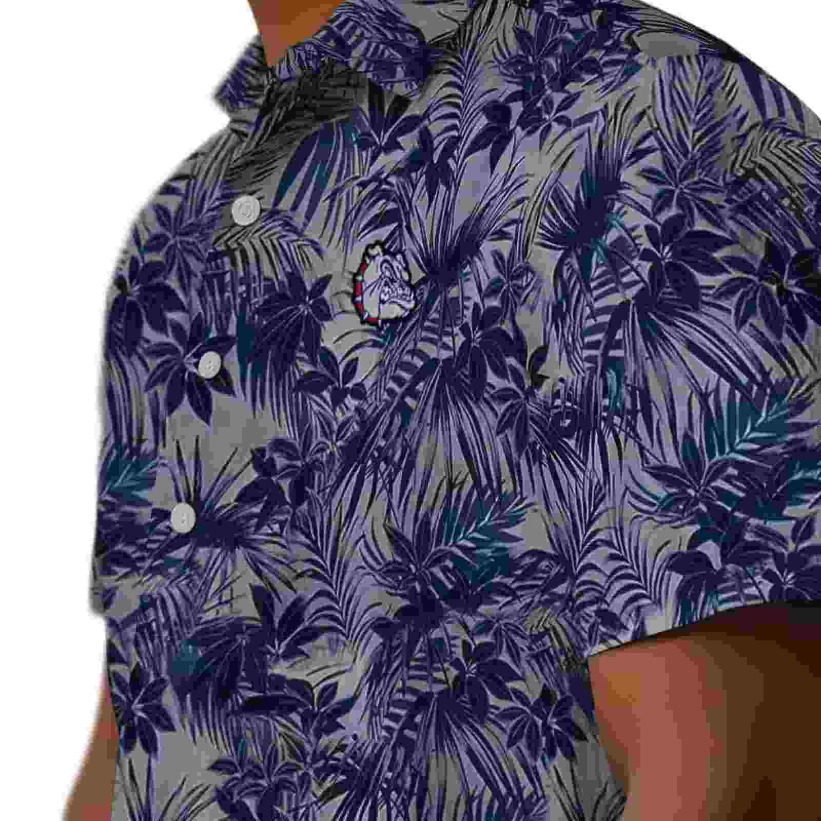 gonzaga bulldogs leafy pattern blue hawaiian shirt trendy