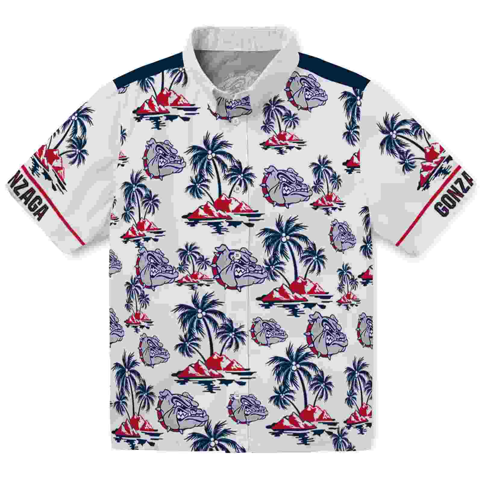 Gonzaga Bulldogs Palm Island Print Blue White Hawaiian Shirt