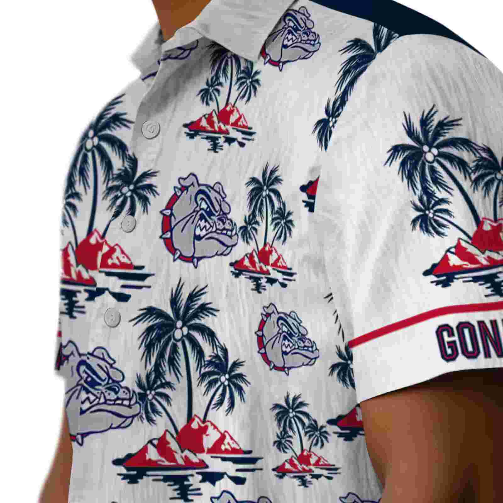 gonzaga bulldogs palm island print blue white hawaiian shirt trendy