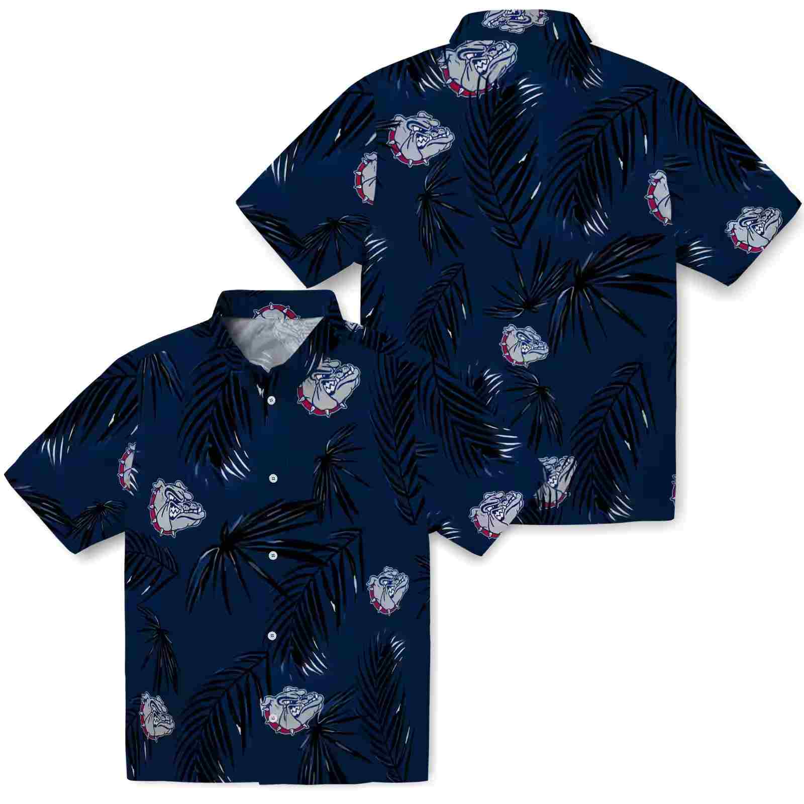 gonzaga bulldogs palm leaf blue hawaiian shirt high quality