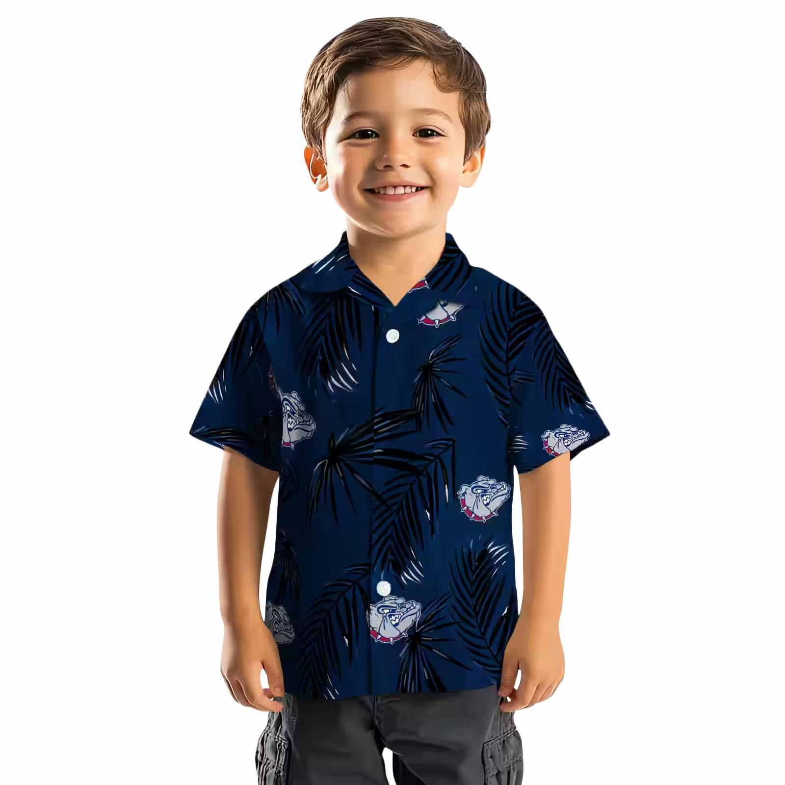 gonzaga bulldogs palm leaf blue hawaiian shirt top rated