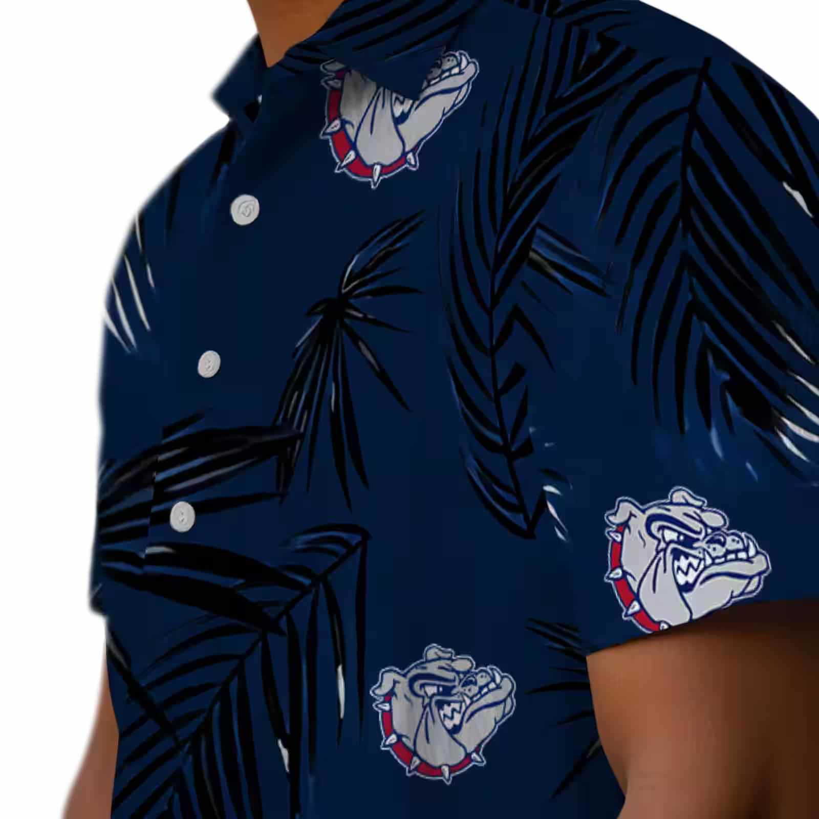 gonzaga bulldogs palm leaf blue hawaiian shirt trendy