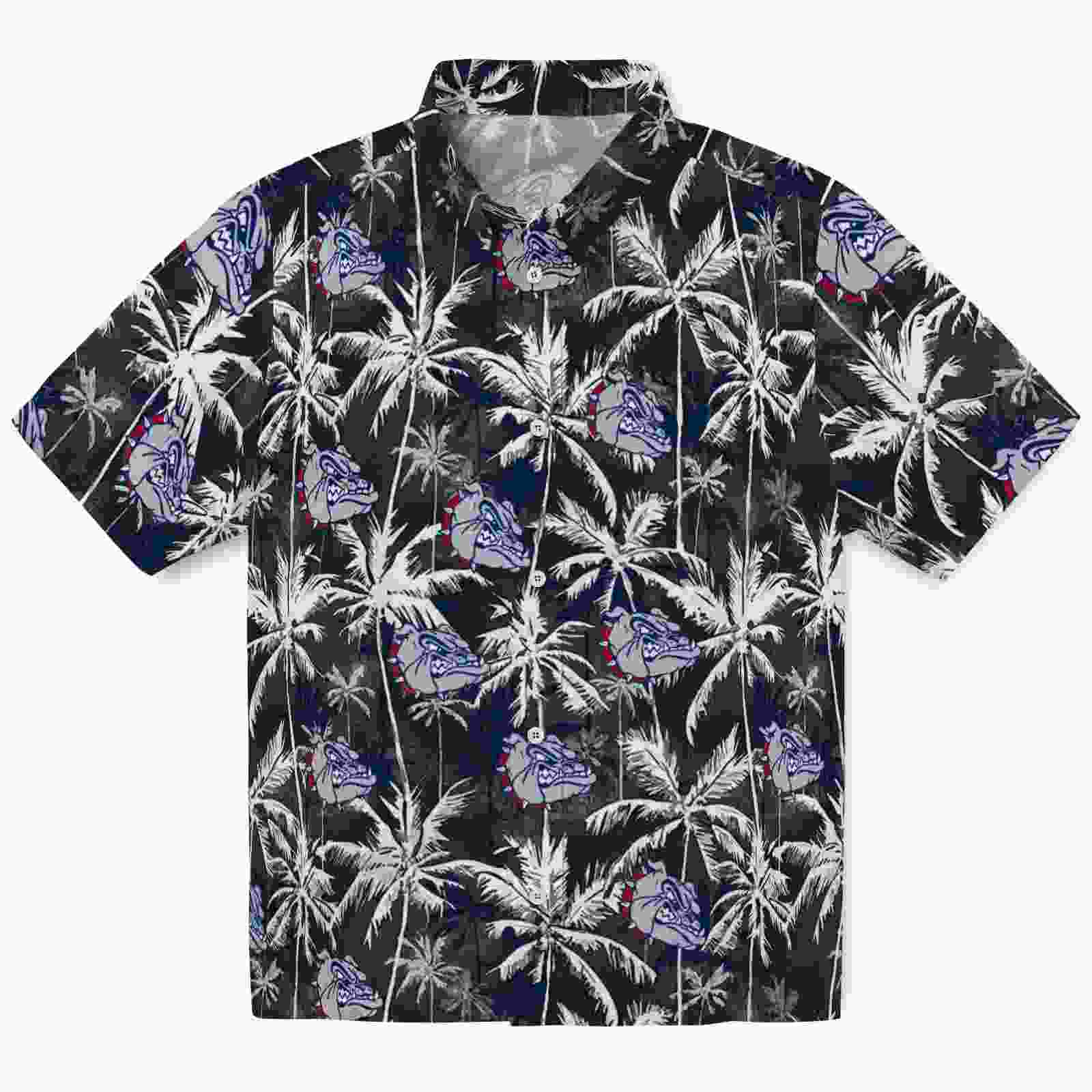 Gonzaga Bulldogs Palm Pattern Blue Black Hawaiian Shirt