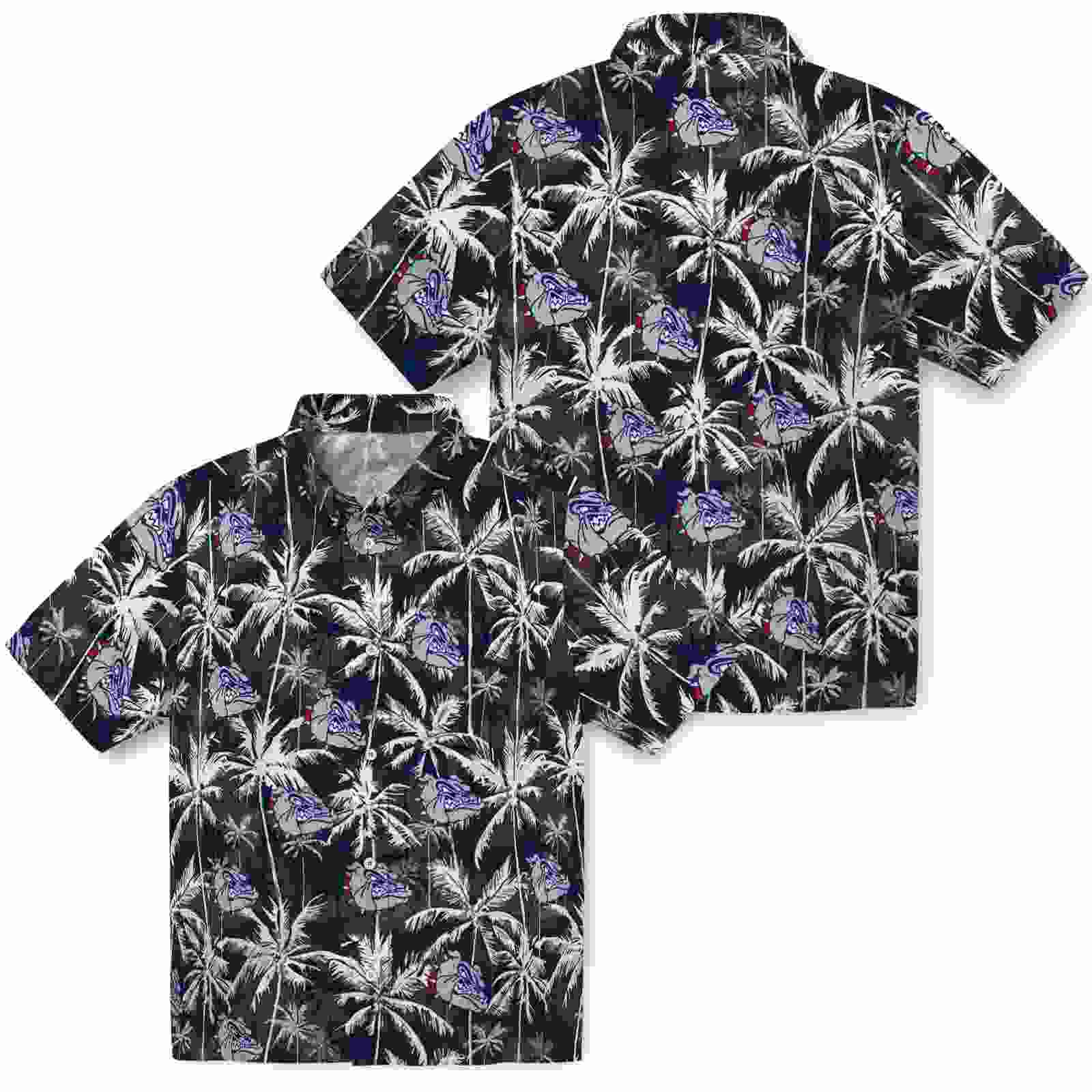 gonzaga bulldogs palm pattern blue black hawaiian shirt high quality