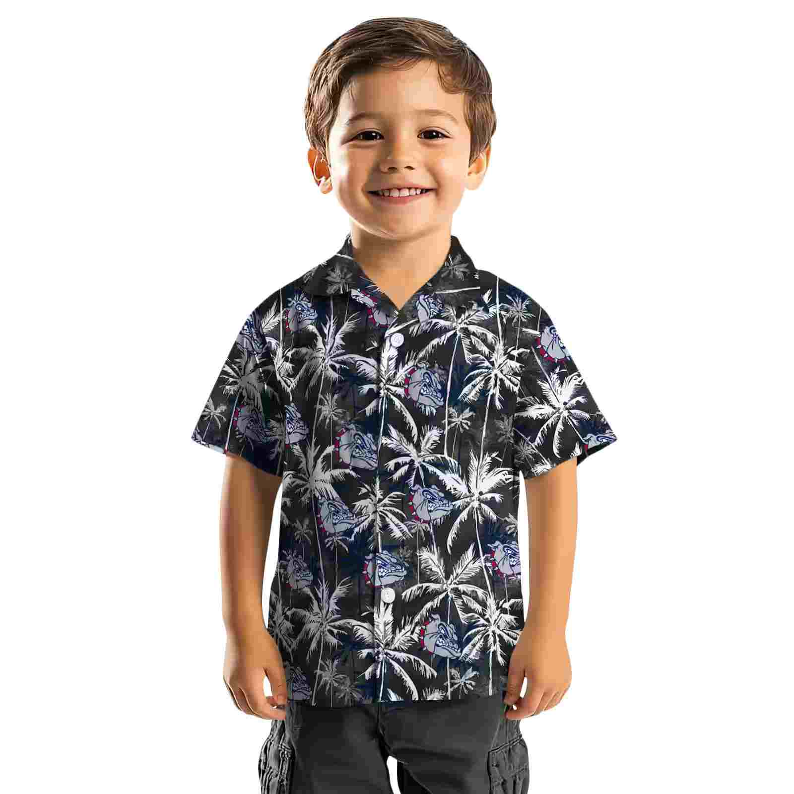 gonzaga bulldogs palm pattern blue black hawaiian shirt top rated