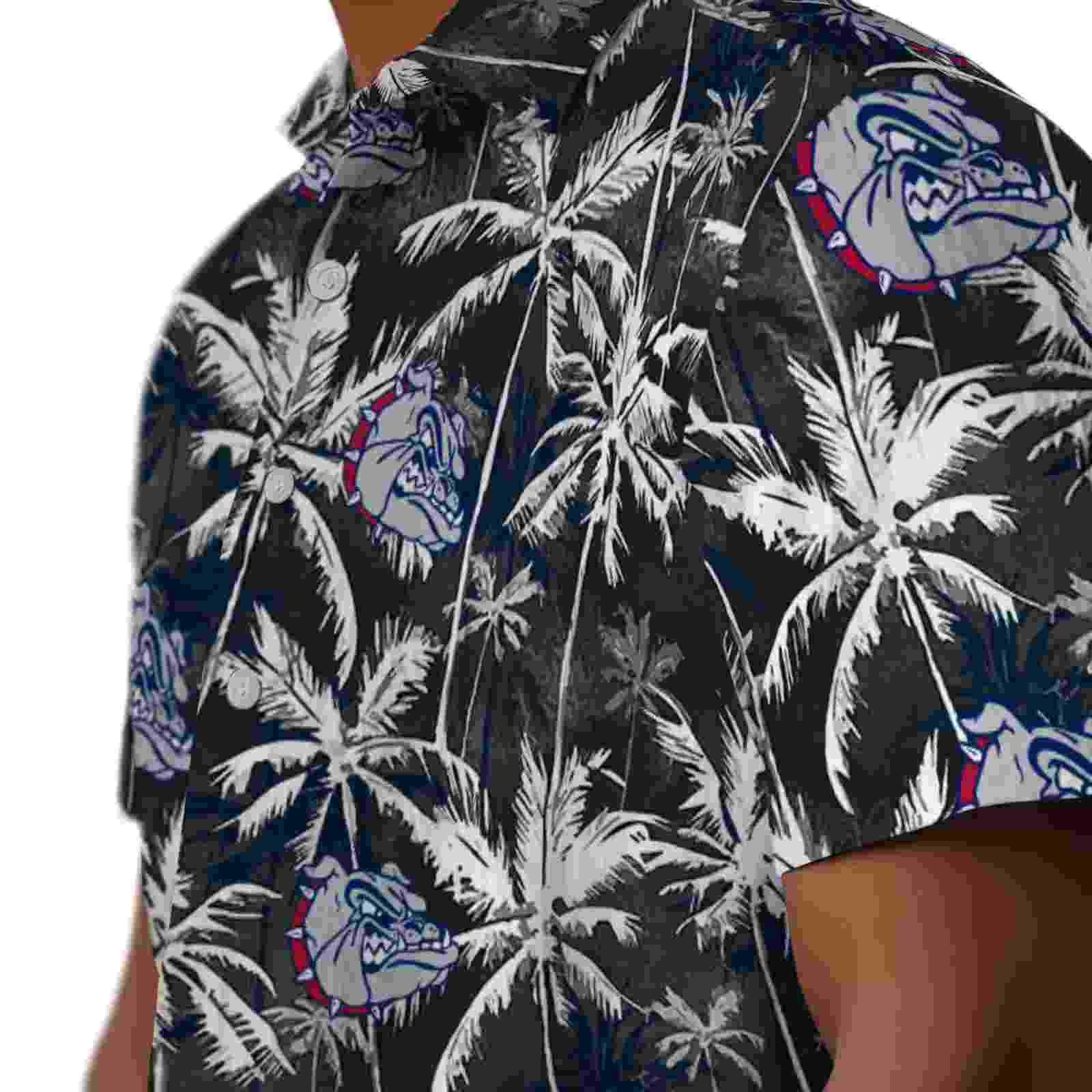 gonzaga bulldogs palm pattern blue black hawaiian shirt trendy