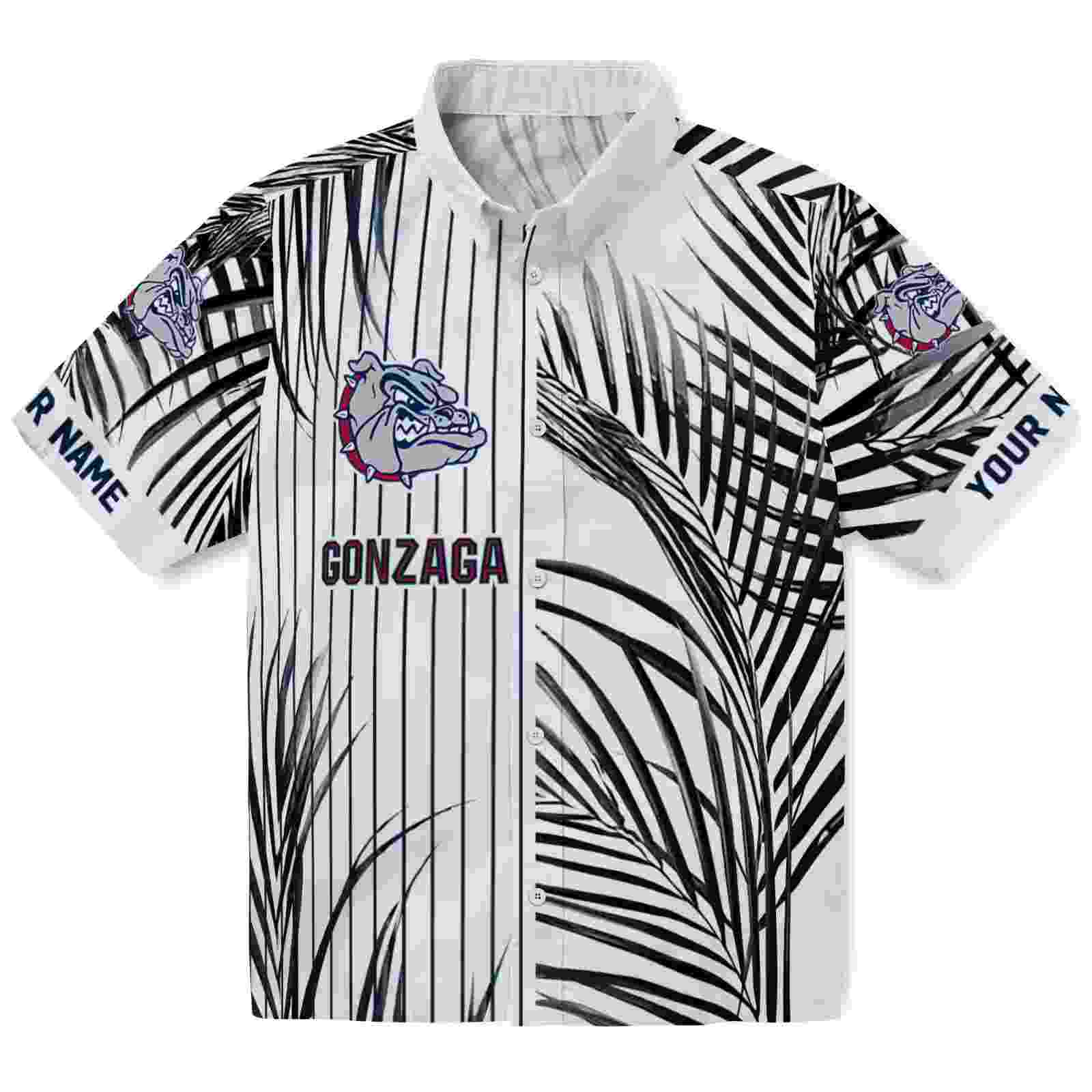 Gonzaga Bulldogs Palm Stripes Blue Black White Hawaiian Shirt