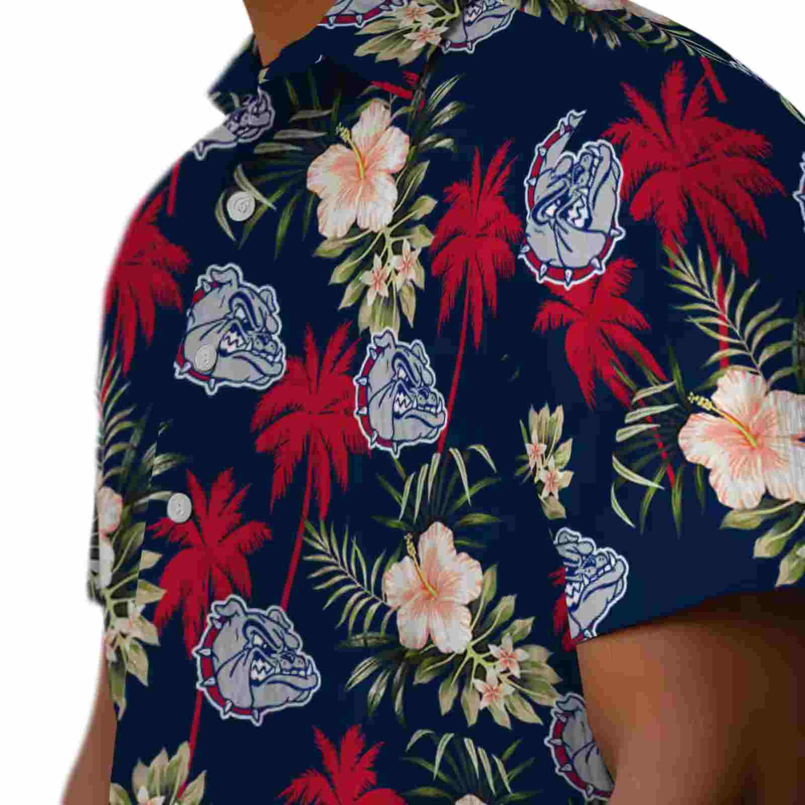 gonzaga bulldogs palm tree flower blue hawaiian shirt trendy