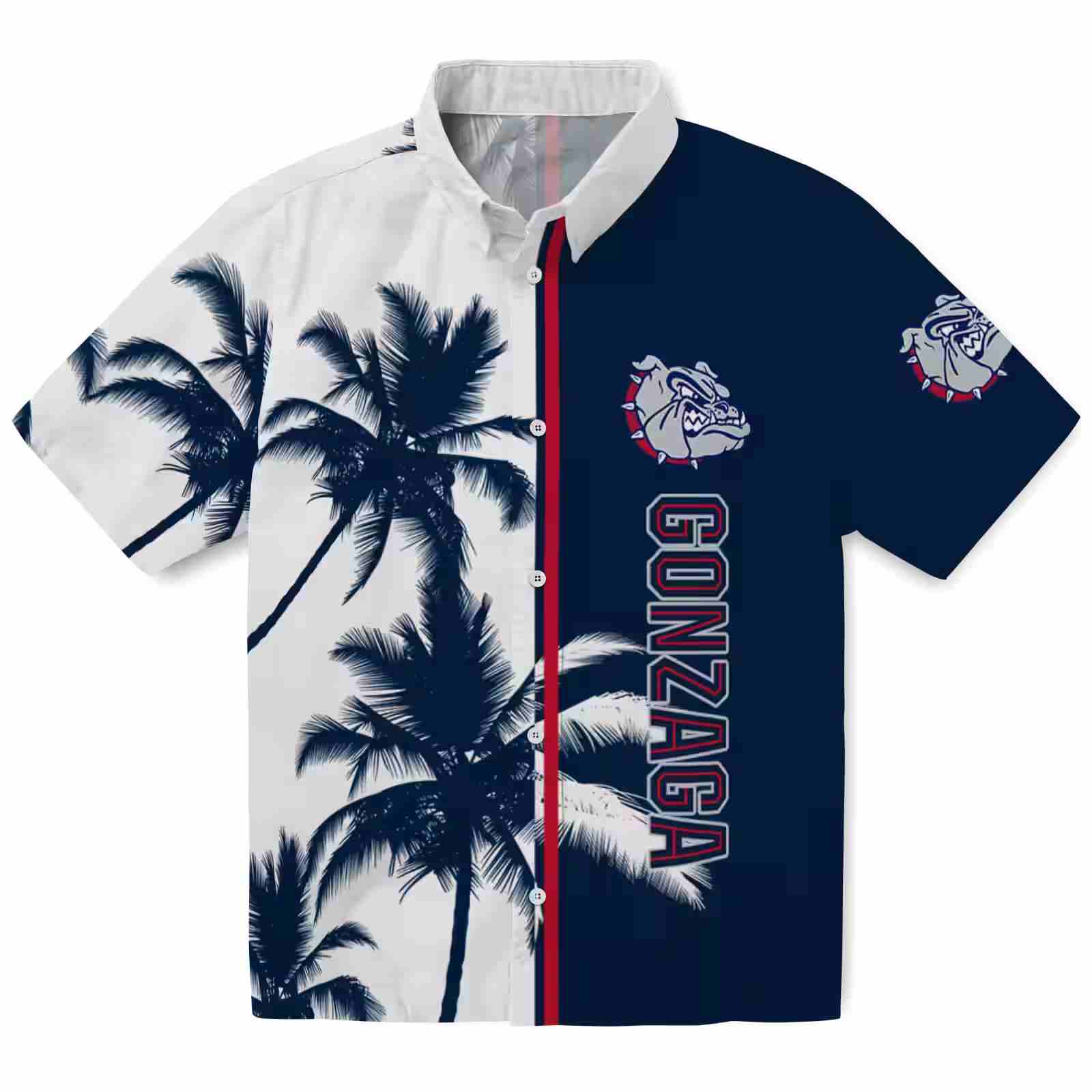 Gonzaga Bulldogs Palm Trees Blue White Hawaiian Shirt