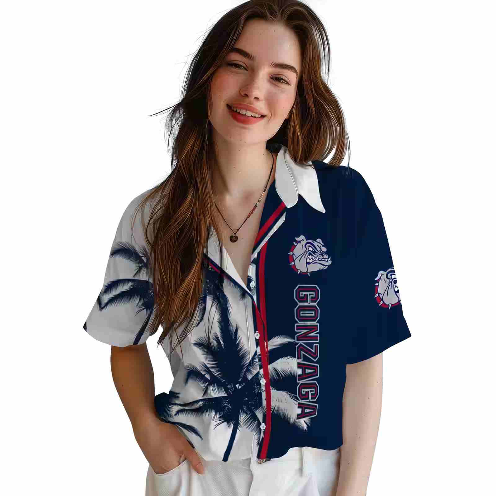 gonzaga bulldogs palm trees blue white hawaiian shirt latest model