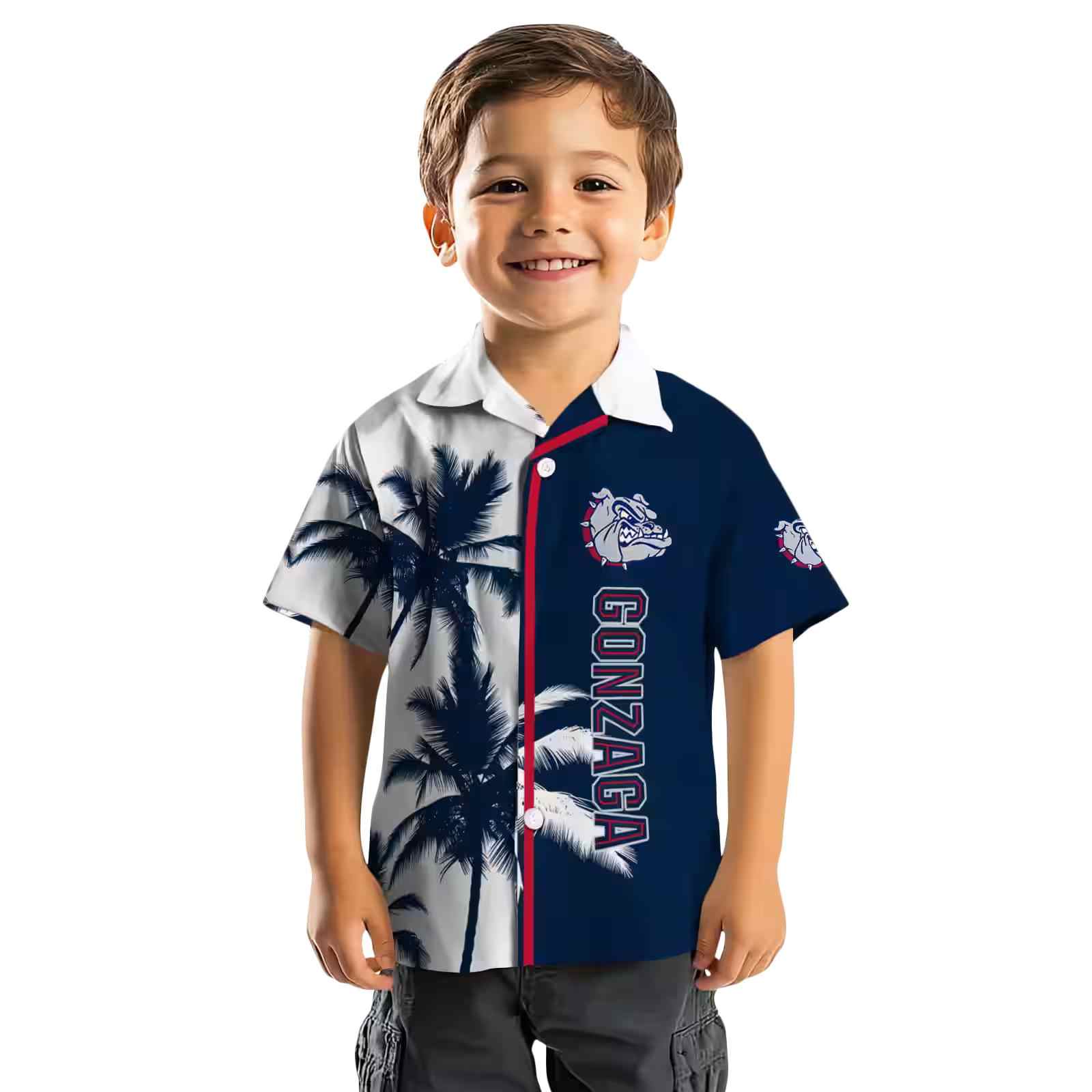 gonzaga bulldogs palm trees blue white hawaiian shirt top rated