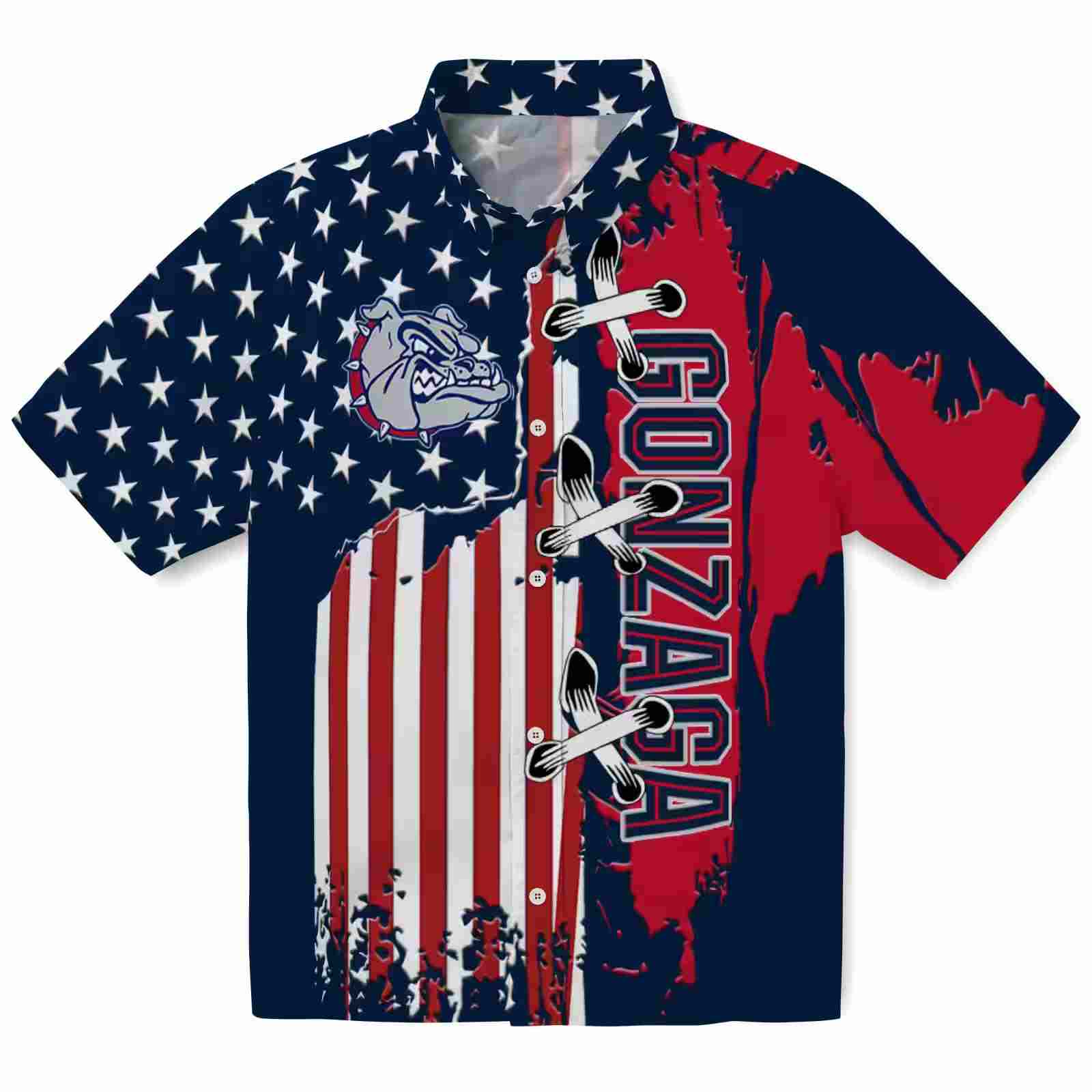 Gonzaga Bulldogs Stitched Flag Blue Hawaiian Shirt