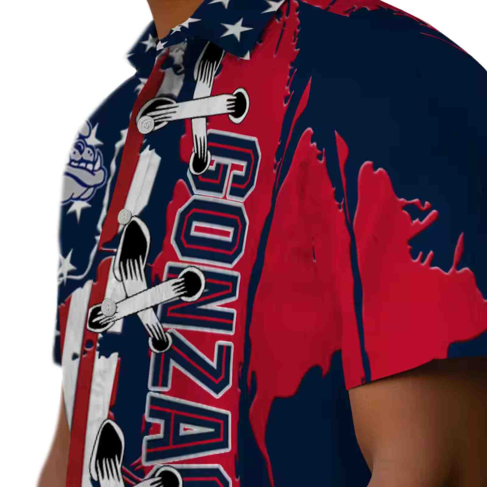 gonzaga bulldogs stitched flag blue hawaiian shirt trendy