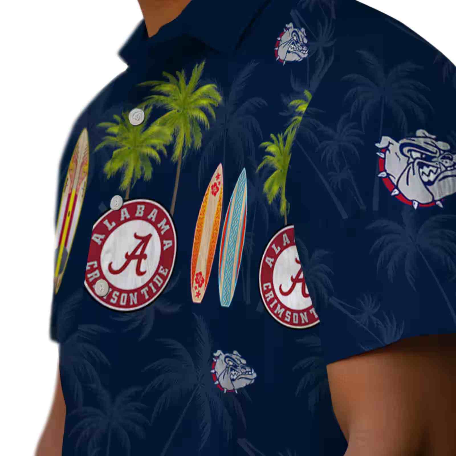 gonzaga bulldogs surfboard palm blue hawaiian shirt trendy