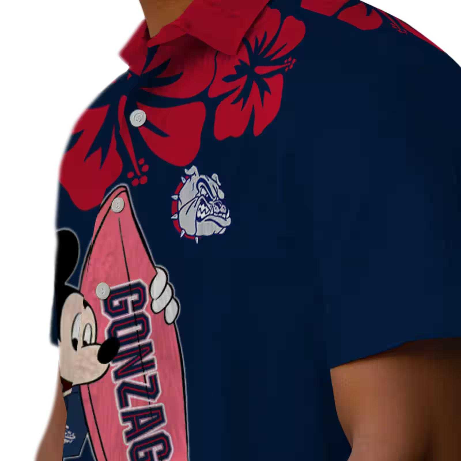 gonzaga bulldogs surfing mickey blue hawaiian shirt trendy