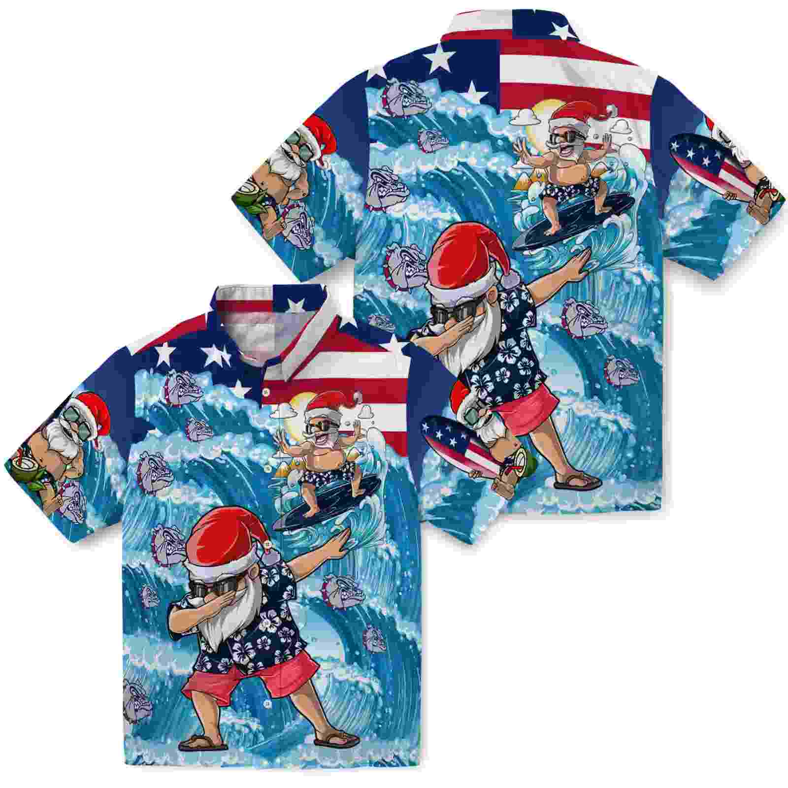 gonzaga bulldogs surfing santa blue hawaiian shirt high quality