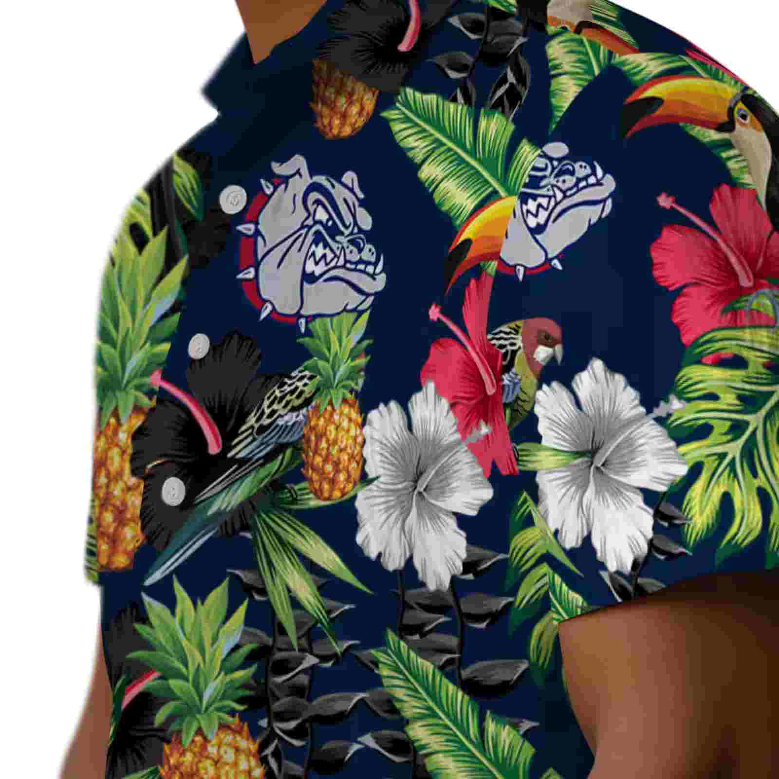 gonzaga bulldogs toucan hibiscus pineapple blue green hawaiian shirt trendy