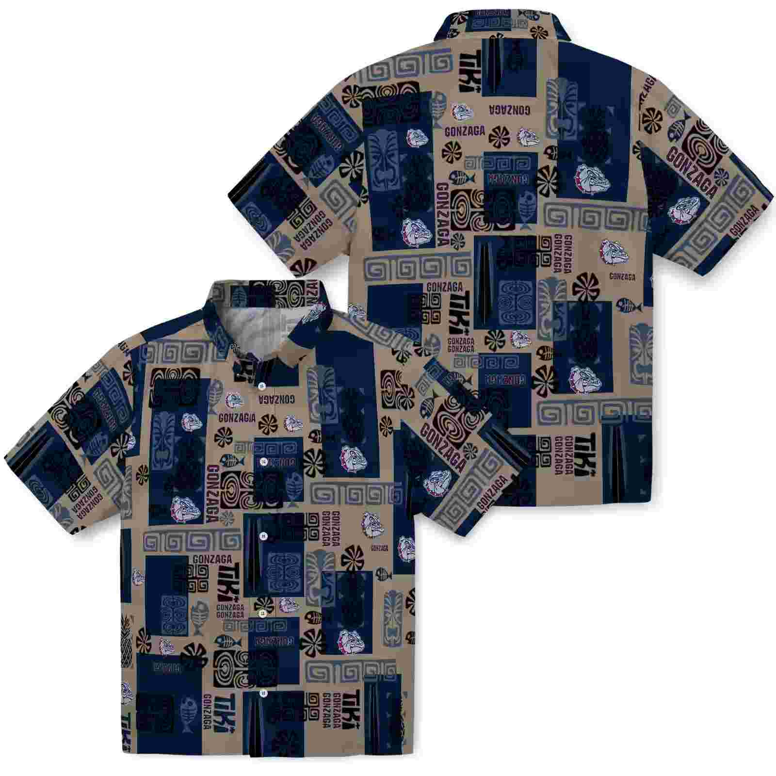 gonzaga bulldogs tribal symbols blue hawaiian shirt high quality