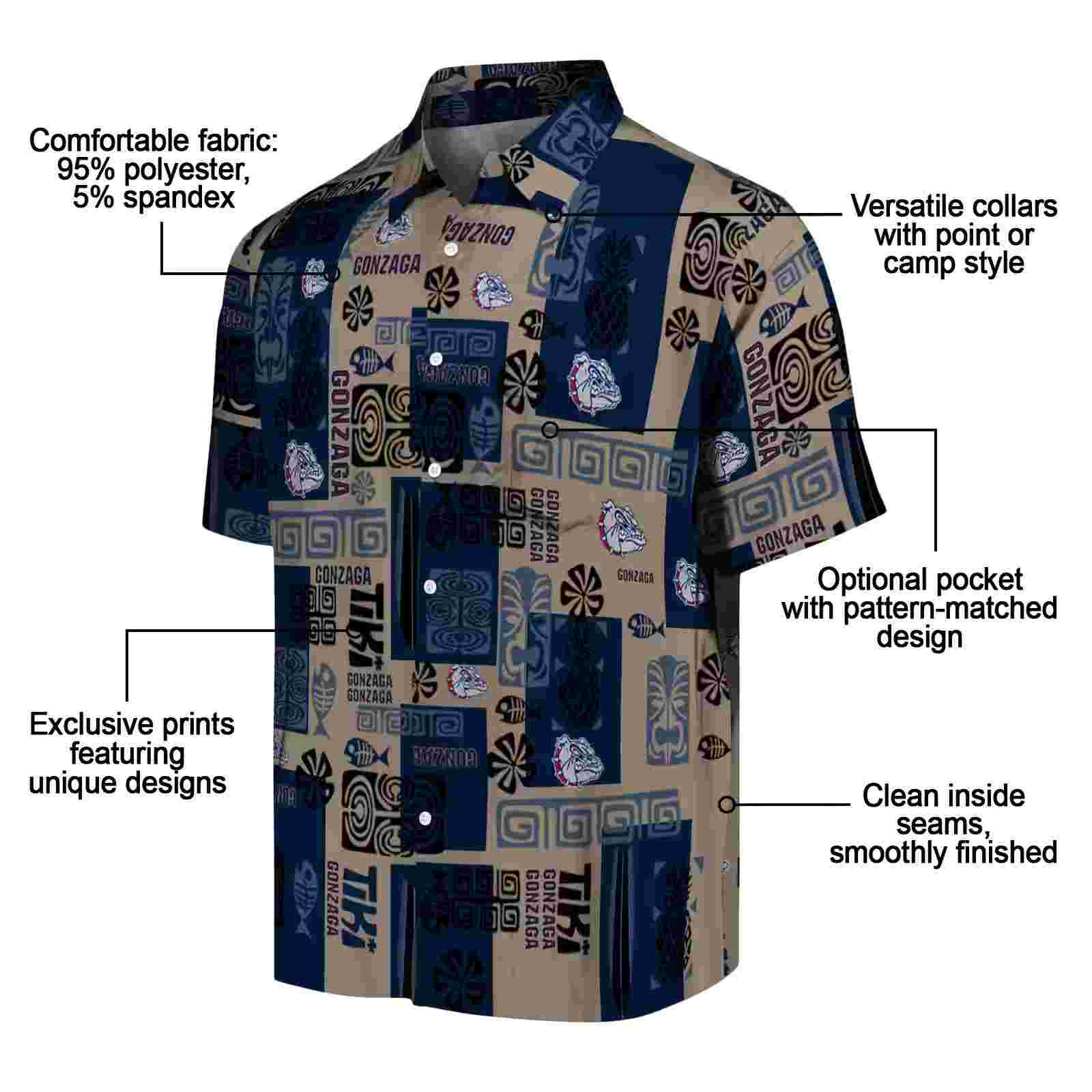 gonzaga bulldogs tribal symbols blue hawaiian shirt new arrival