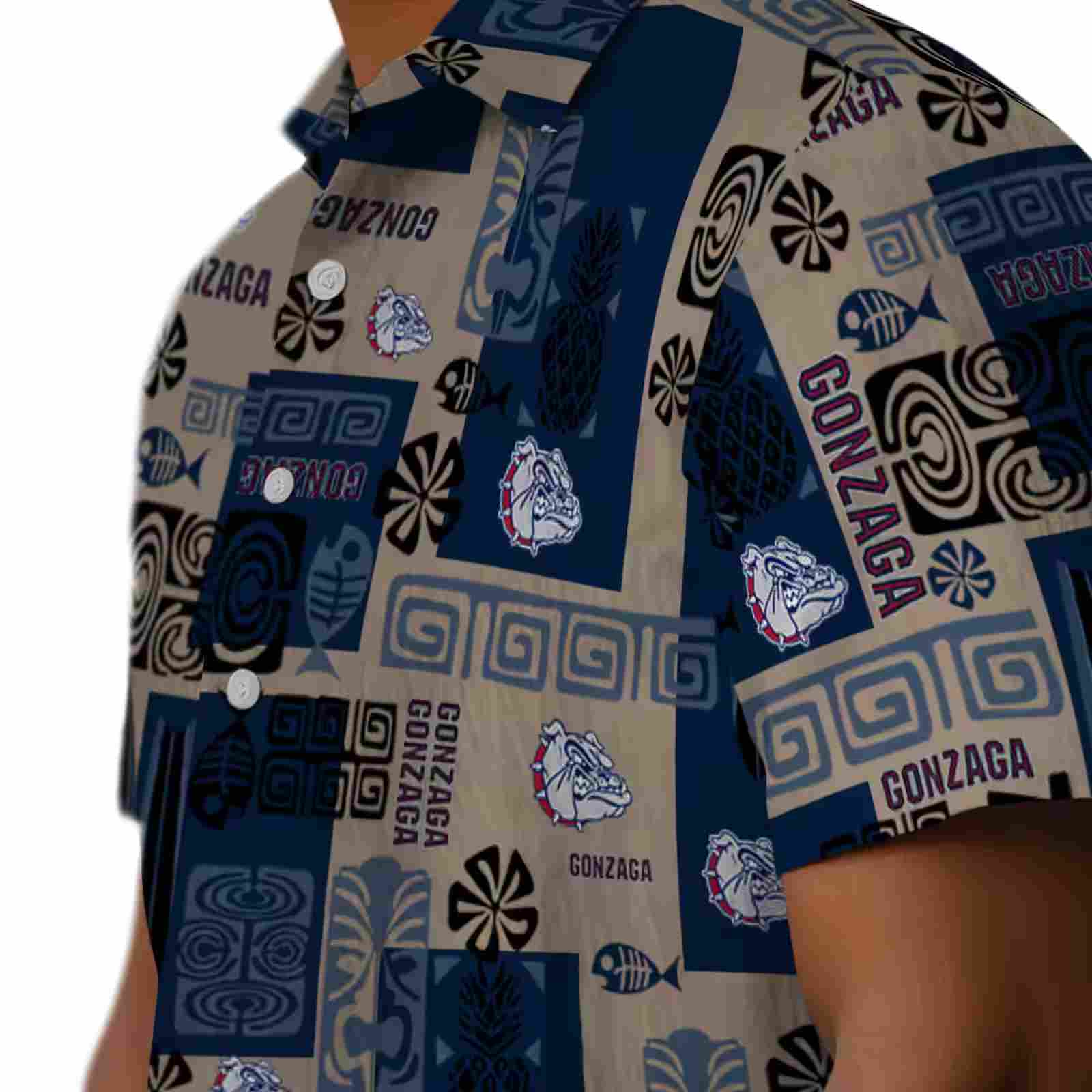 gonzaga bulldogs tribal symbols blue hawaiian shirt trendy