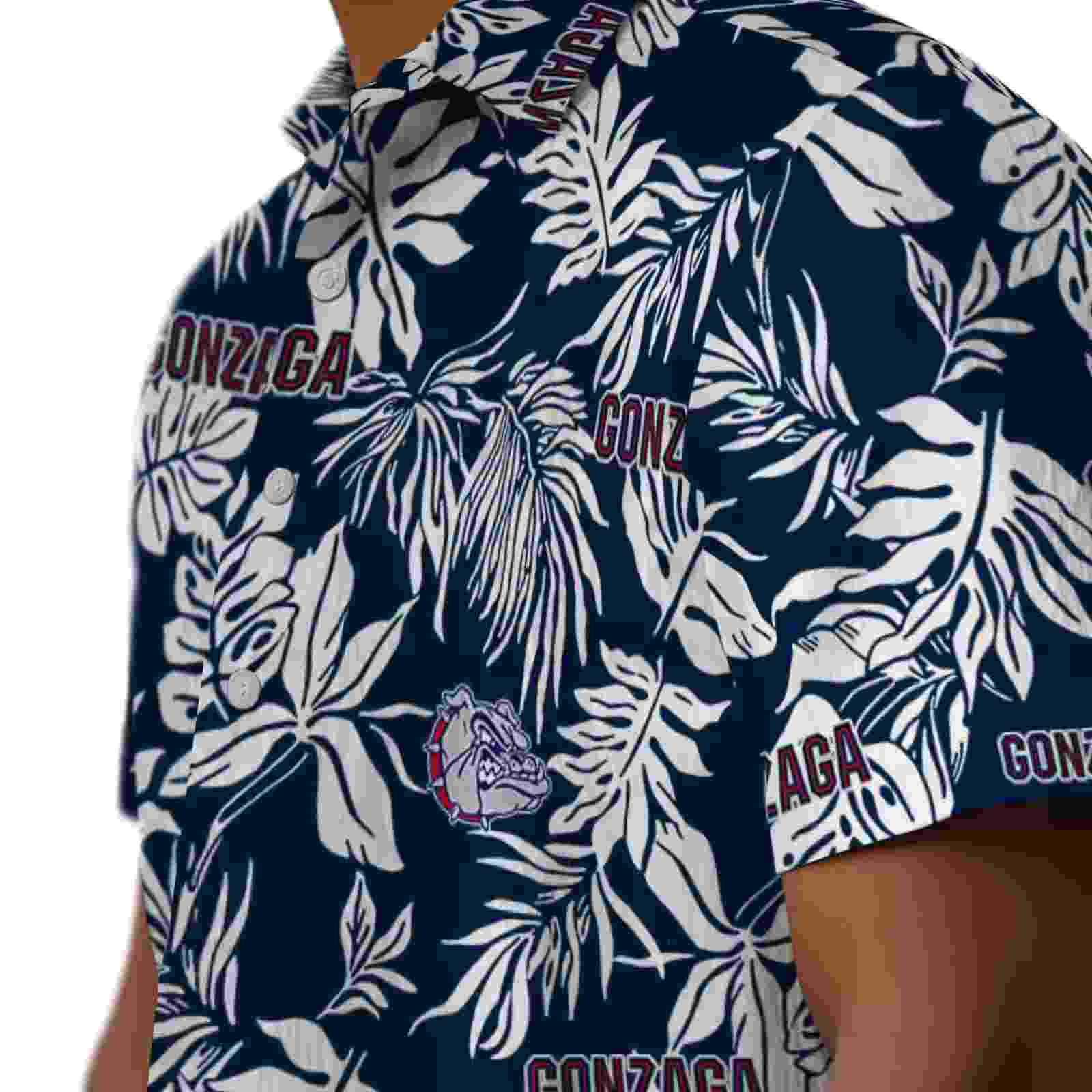 gonzaga bulldogs tropical leaf blue white hawaiian shirt trendy