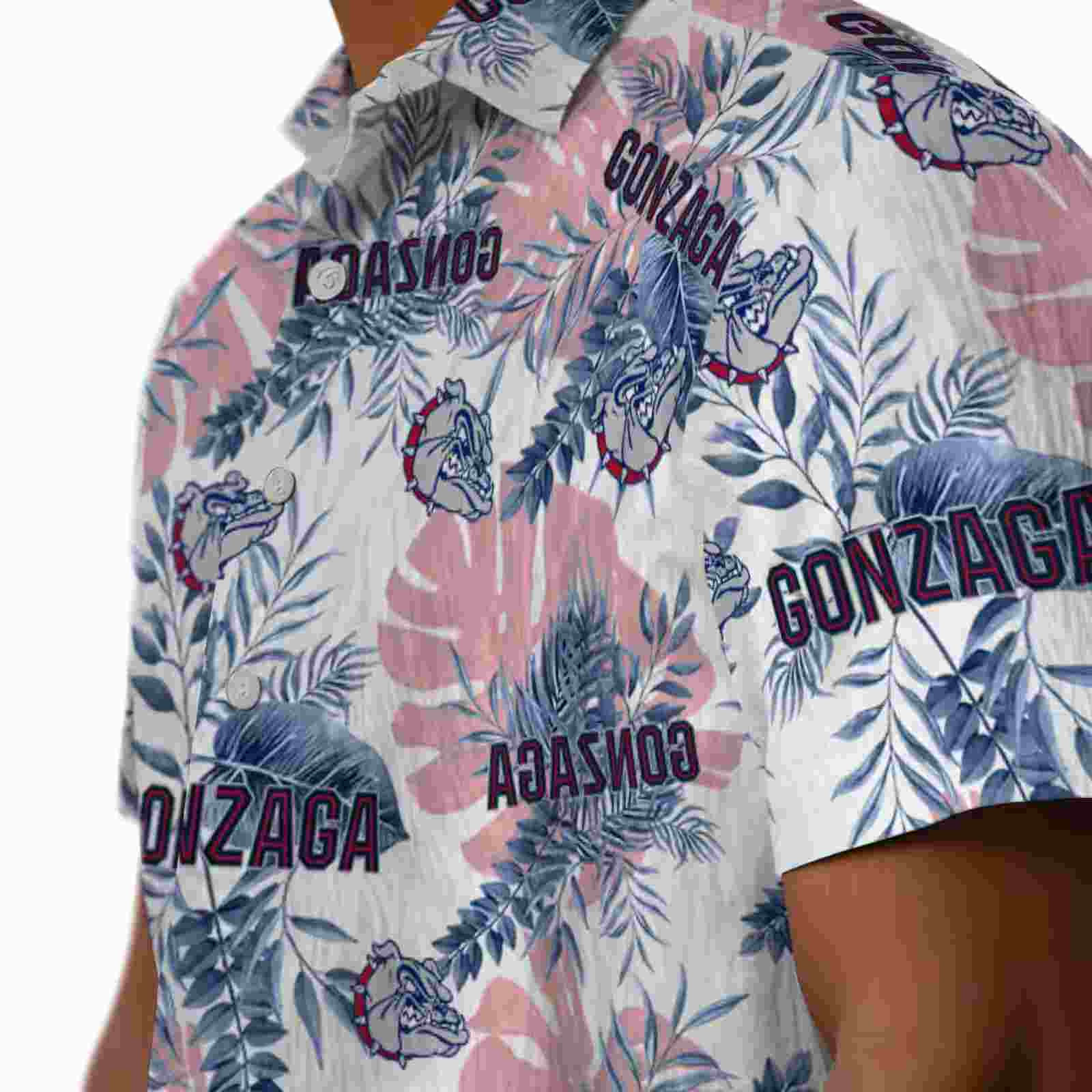 gonzaga bulldogs tropical leaves blue white hawaiian shirt trendy