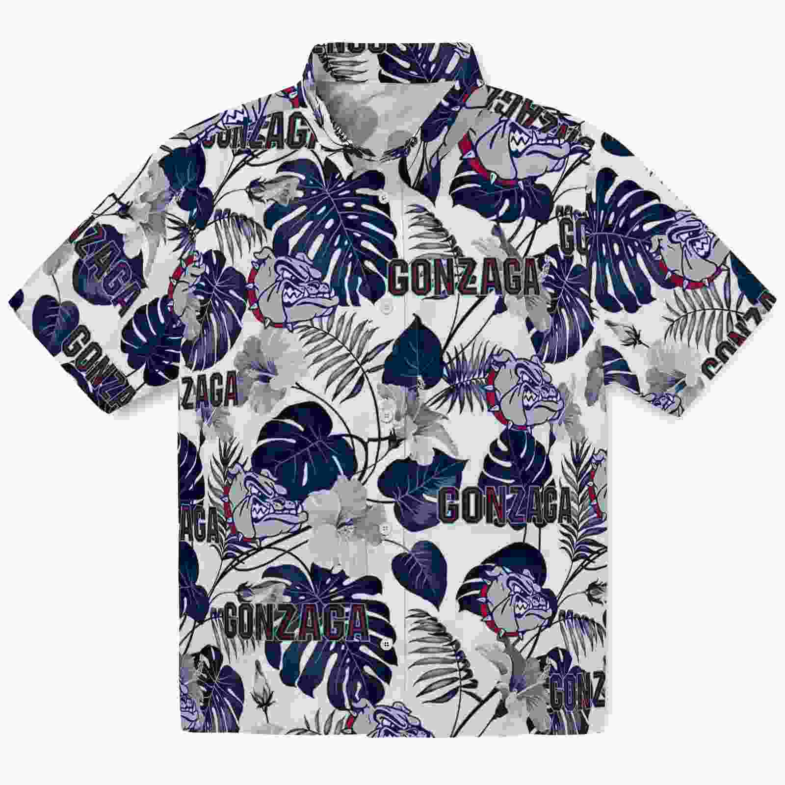 Gonzaga Bulldogs Tropical Plants Blue White Hawaiian Shirt