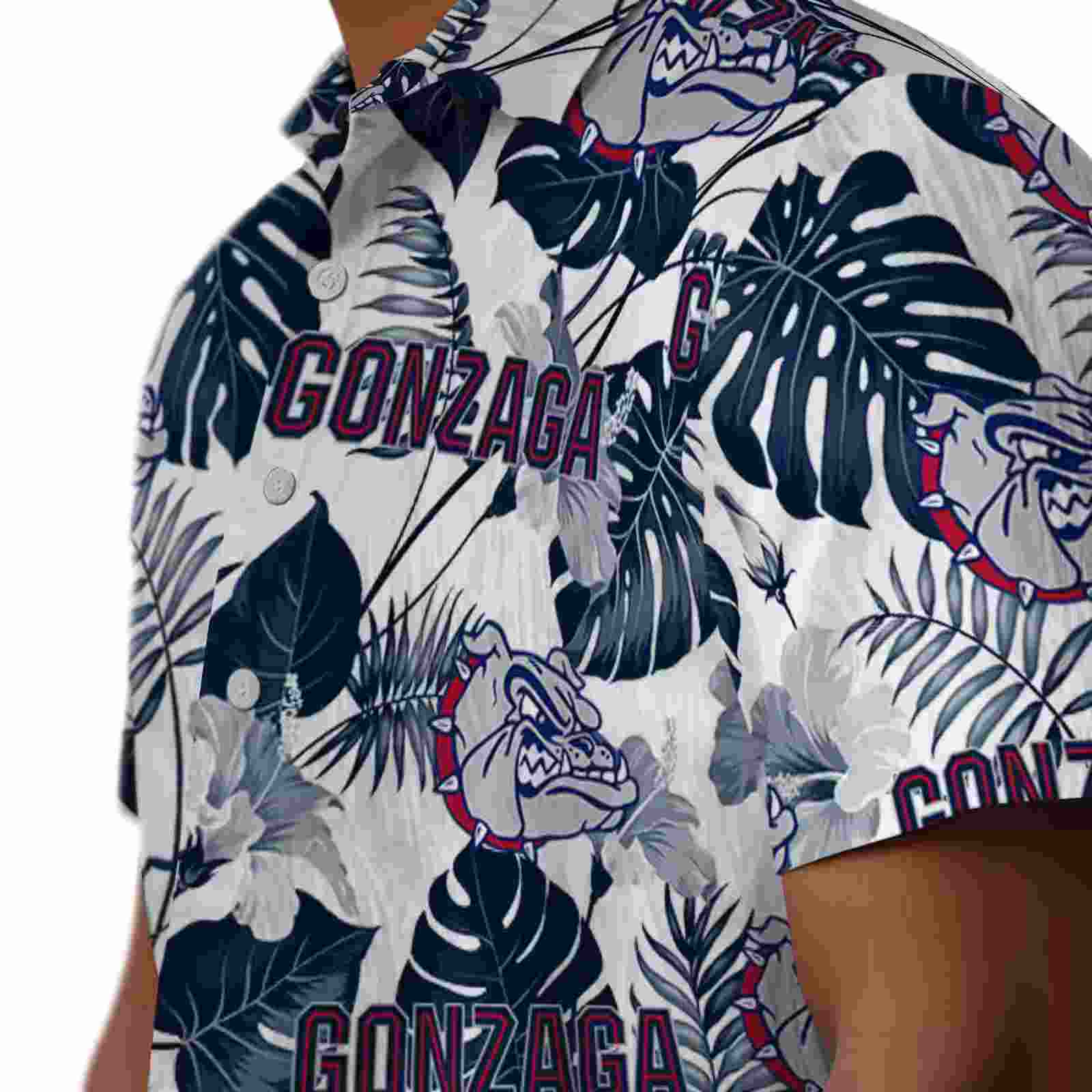 gonzaga bulldogs tropical plants blue white hawaiian shirt trendy