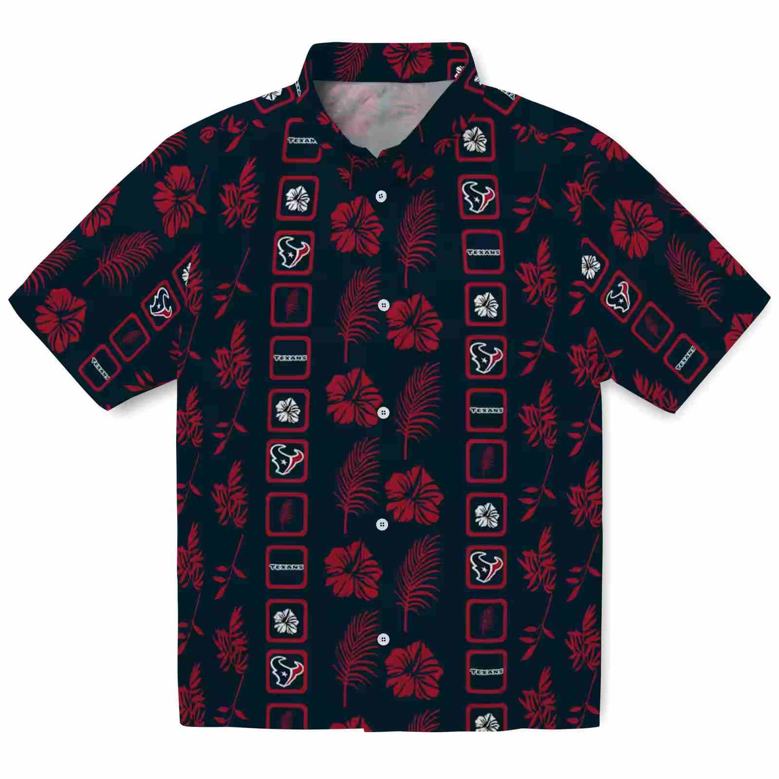 Houston Texans Framed Floral Blue Hawaiian Shirt