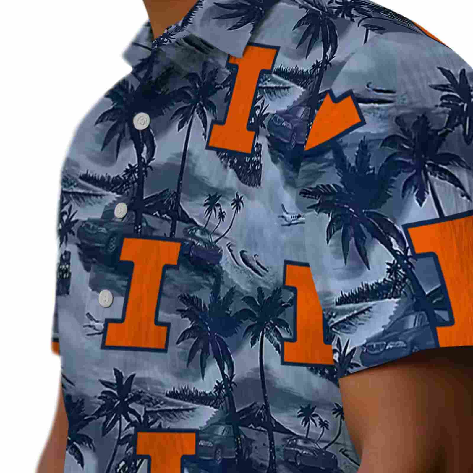 illinois fighting illini coastal palms blue hawaiian shirt trendy