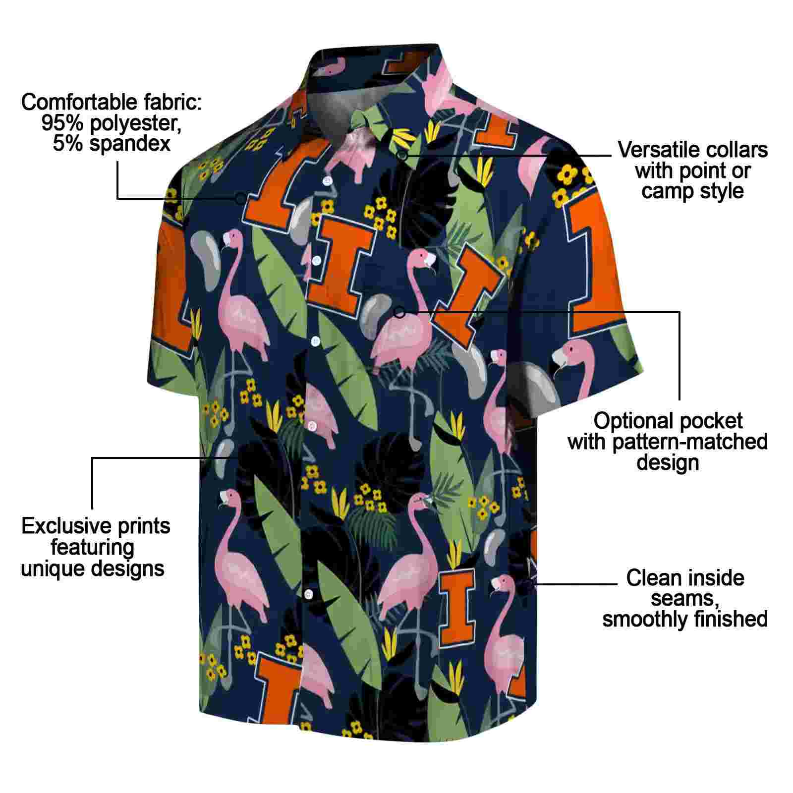 illinois fighting illini flamingo leaves blue hawaiian shirt new arrival