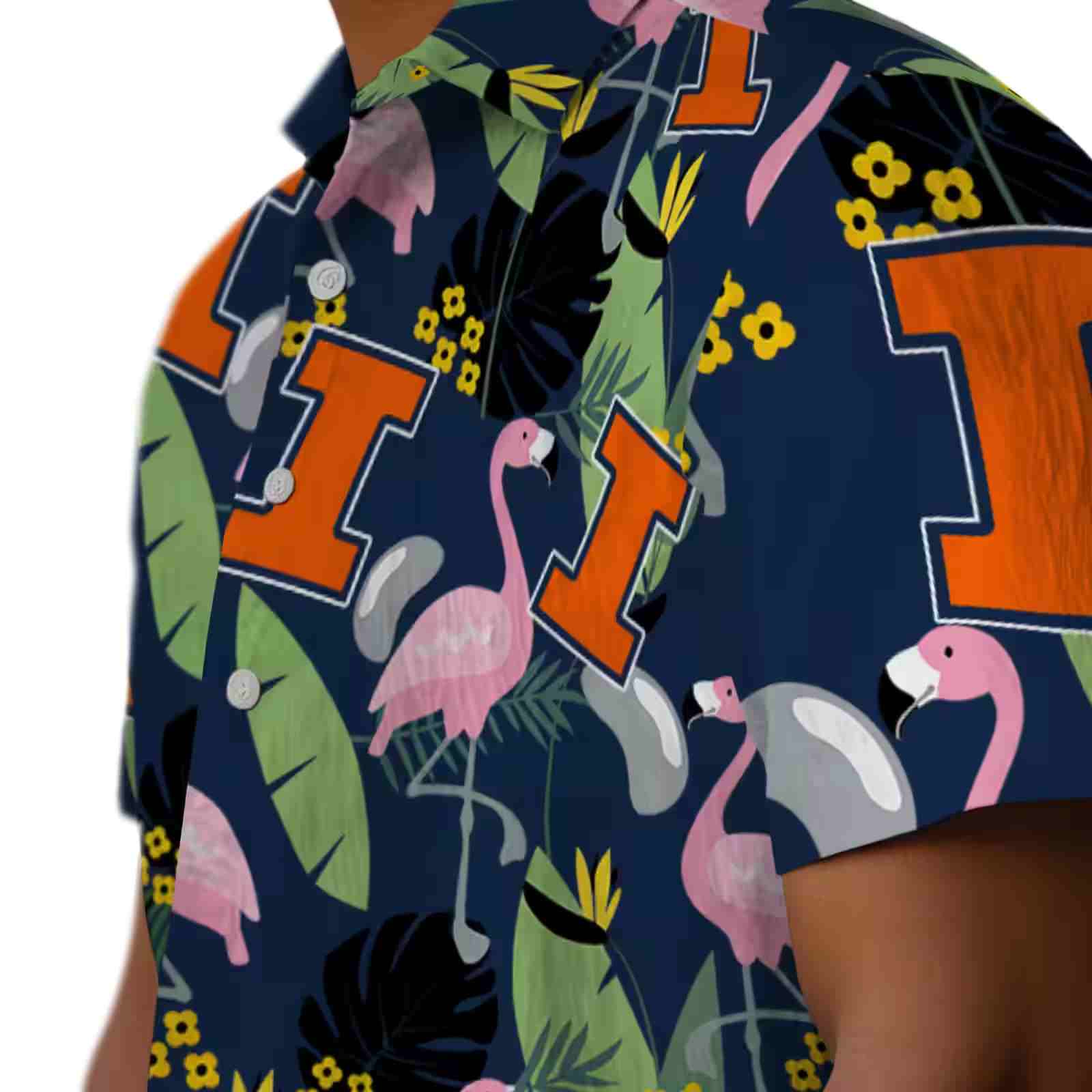 illinois fighting illini flamingo leaves blue hawaiian shirt trendy