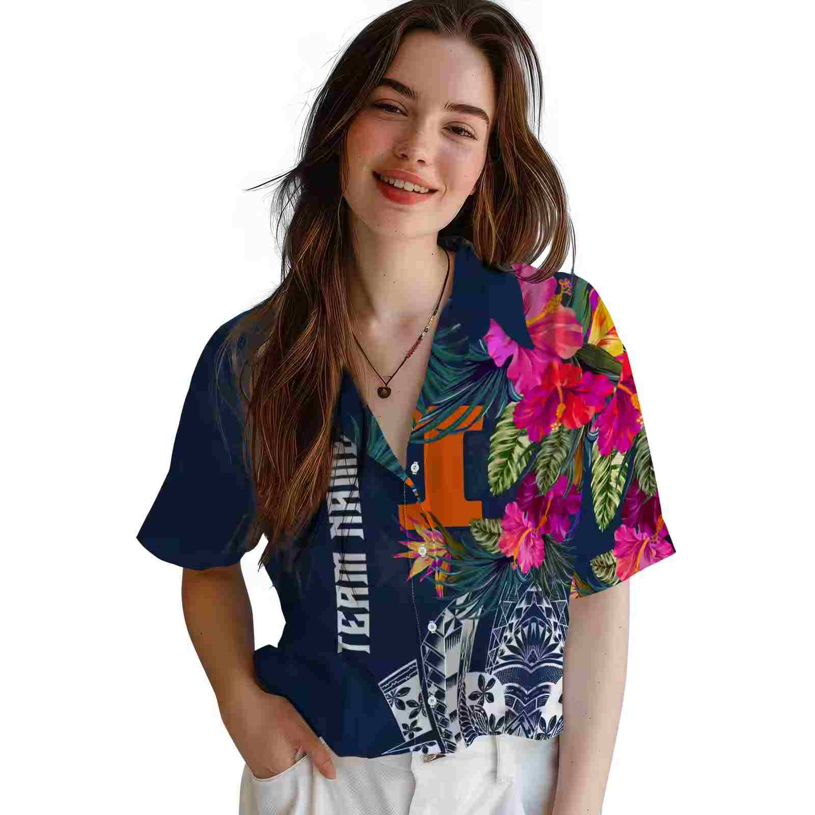 illinois fighting illini floral polynesian blue hawaiian shirt latest model