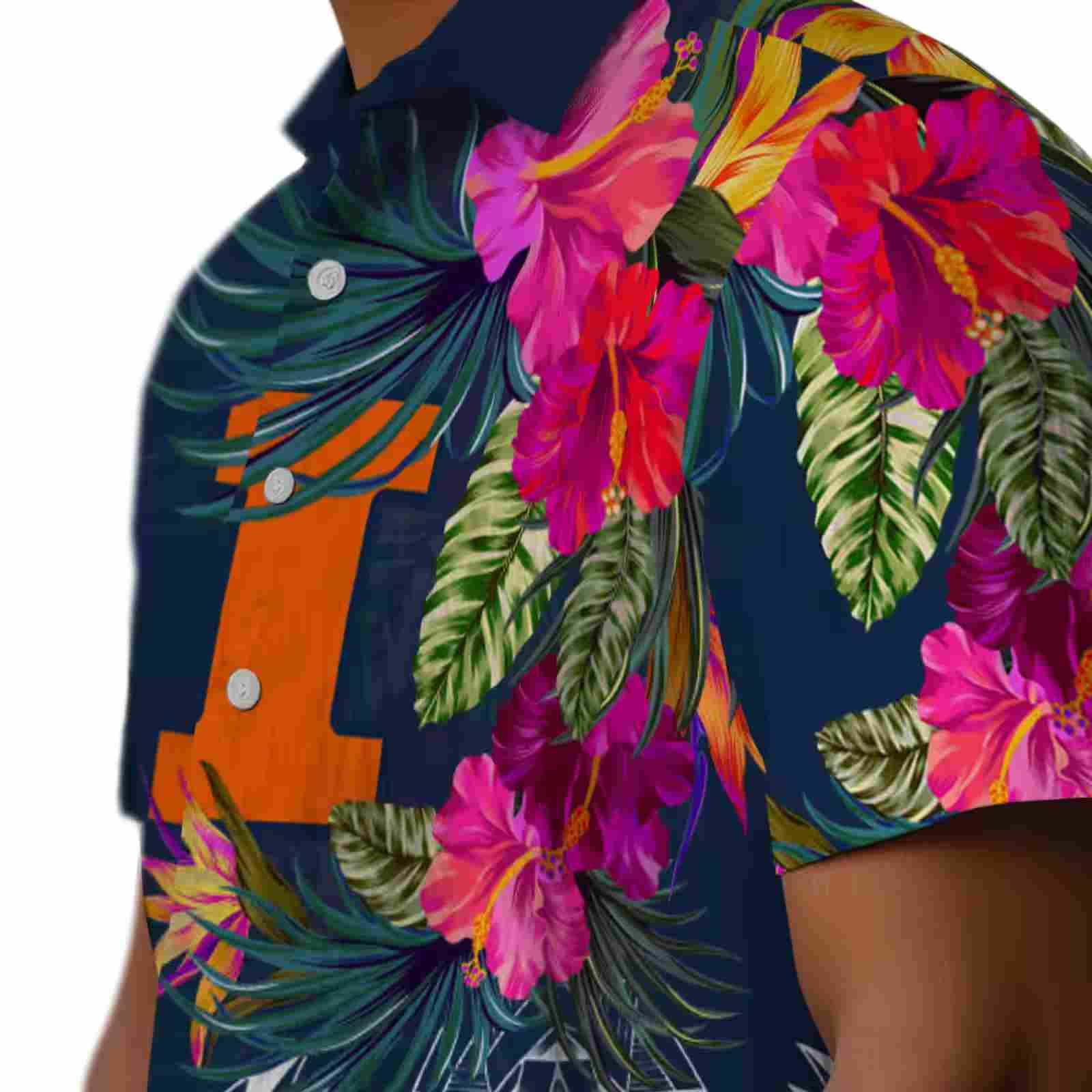 illinois fighting illini floral polynesian blue hawaiian shirt trendy