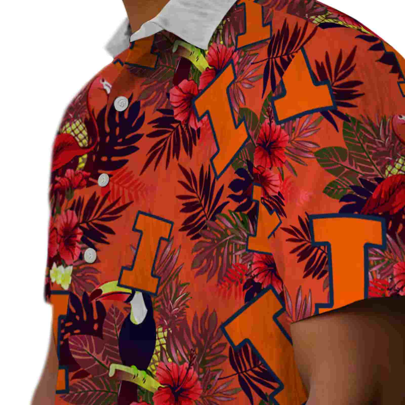 illinois fighting illini floral toucan blue red hawaiian shirt trendy